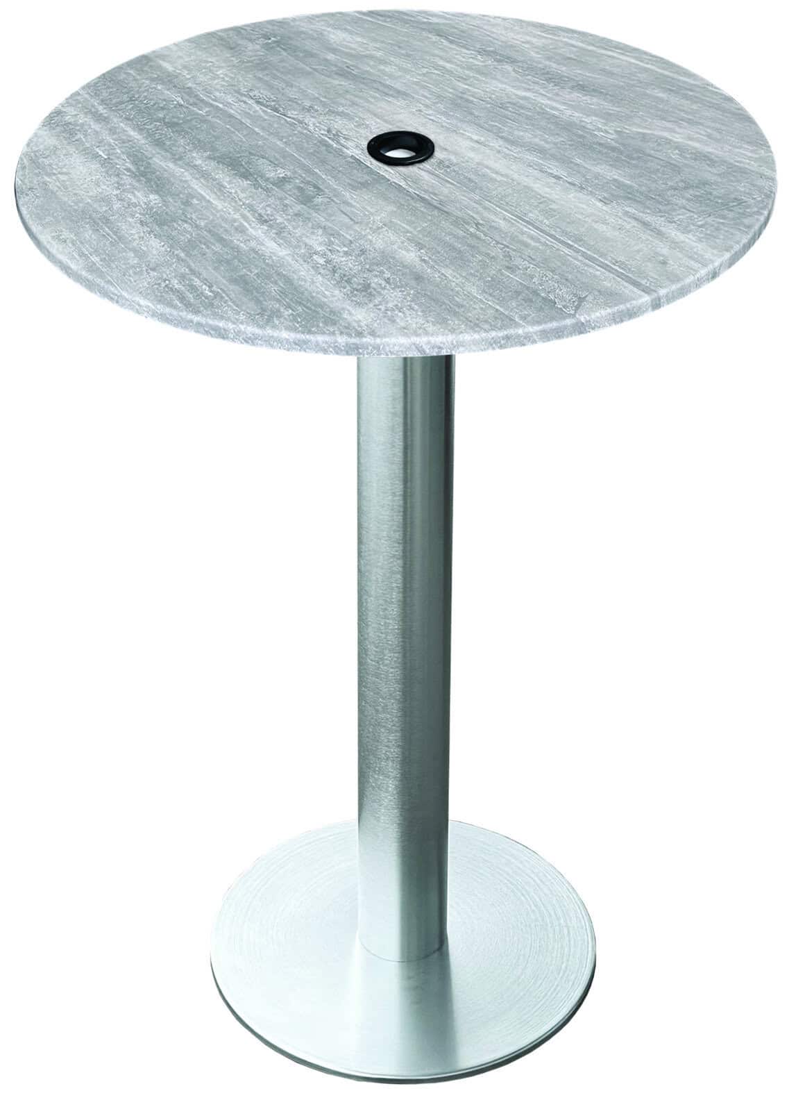 36-Inch-Tall-IndoorOutdoor-Table-with-32-Inch-Diameter-Greystone-Round-Top-with-Umbrella-Hole-Brushed-Aluminum-Base-and-18-Inch-Diameter-Foot
