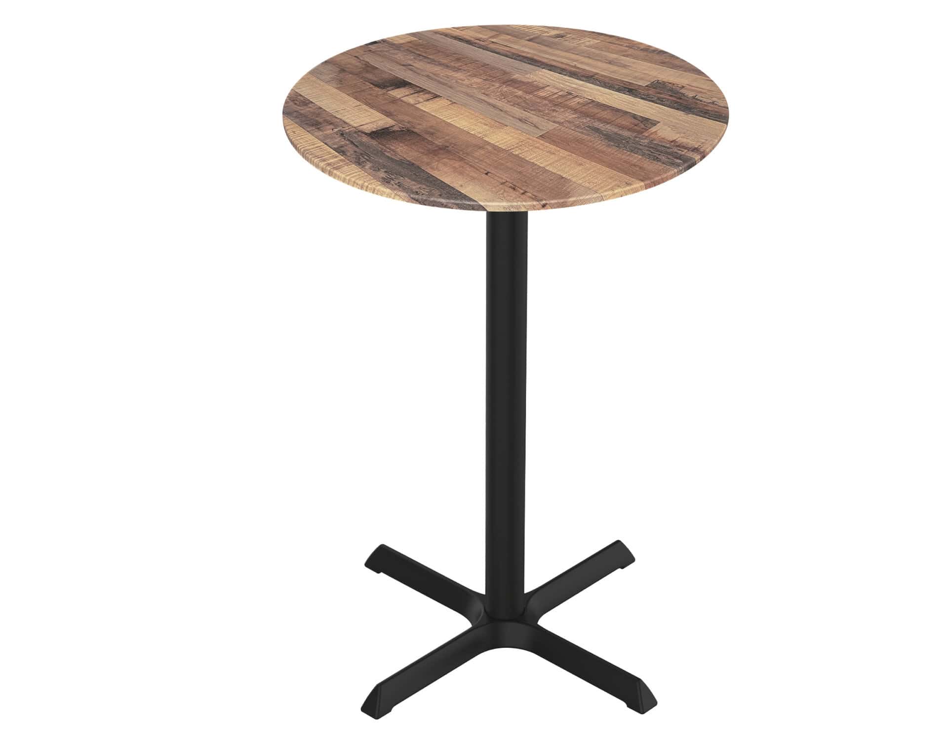 36-Inch-Tall-IndoorOutdoor-Table-with-32-Inch-Diameter-Rustic-Round-Top-Black-Wrinkle-Base-and-30-x-30-Inch-Diameter-Foot