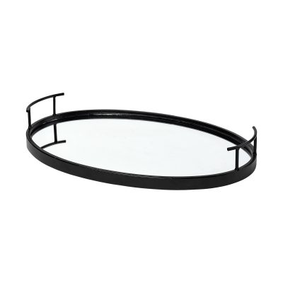 Ansel-20L-x-14W-Black-Metal-Mirrored-Bottom-Oval-Serving-Tray