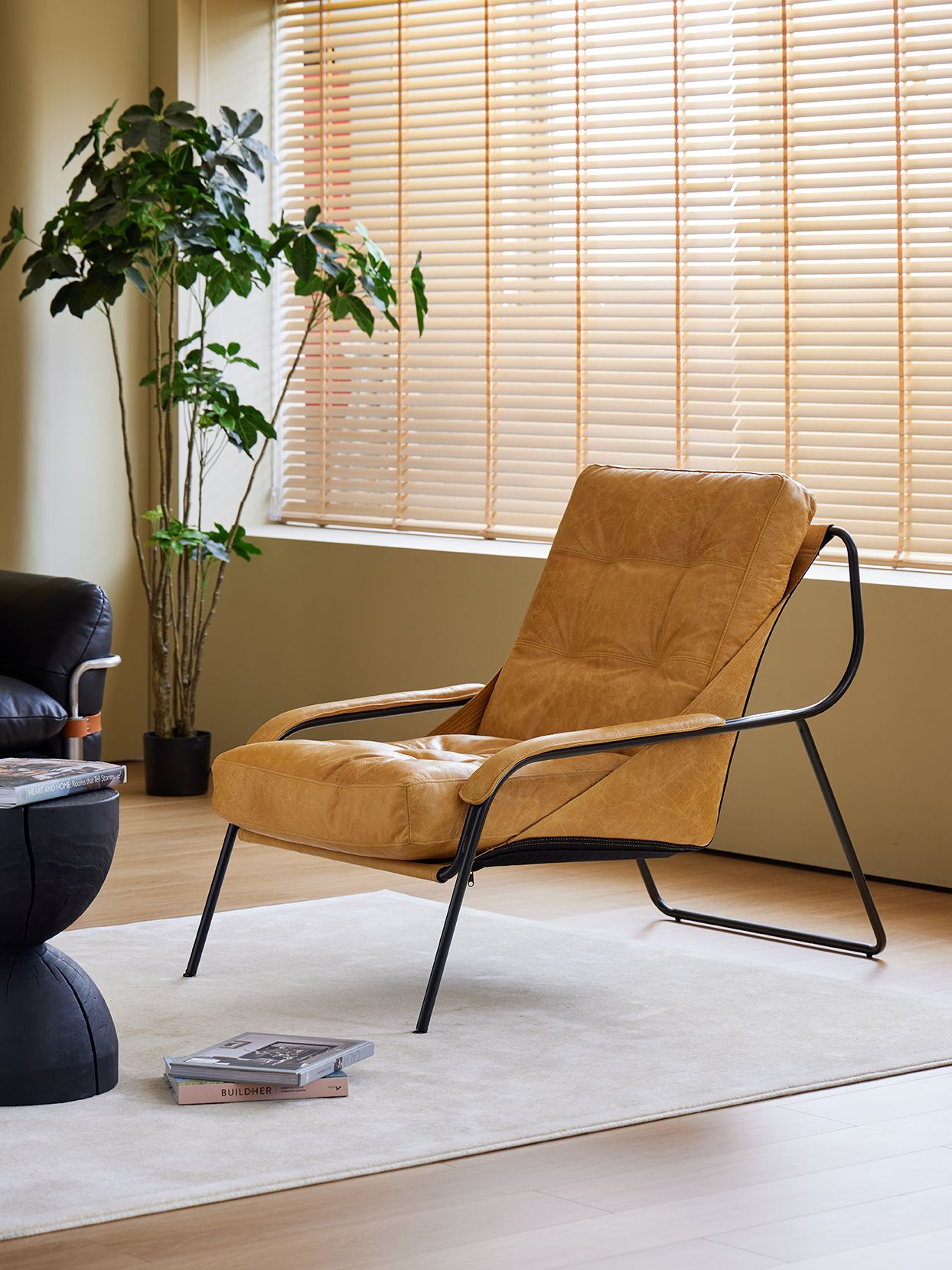BREUER-Antique-Rum-Leather-Lounge-Chair-Charcoal-Legs-4