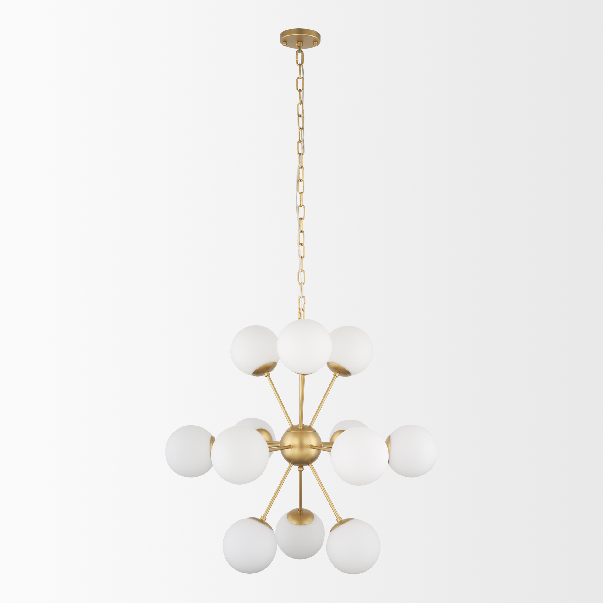 Barbara-Brushed-Gold-Metal-w-Frosted-Glass-Globes-11-Light-Chandelier-1
