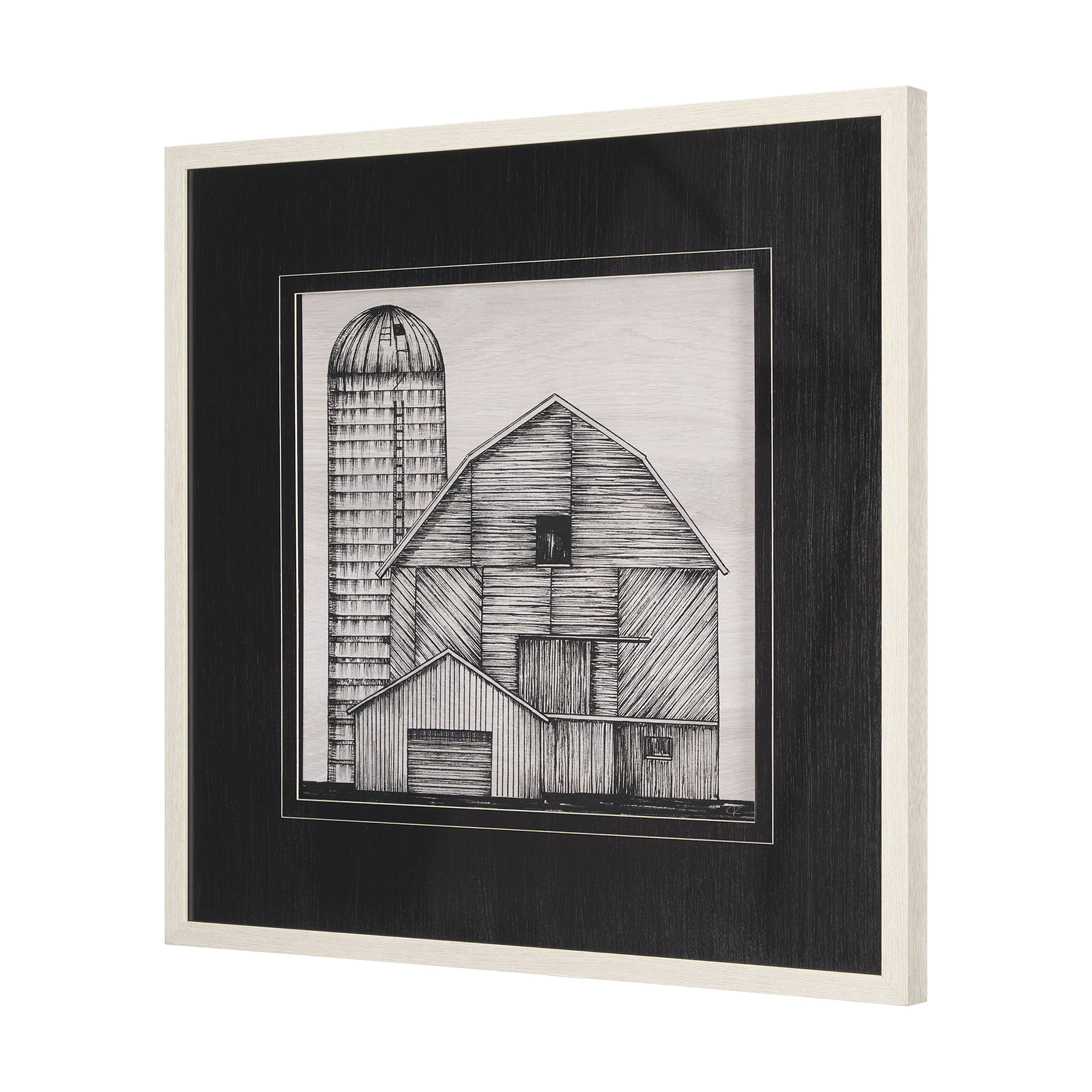 Barn-Buildings-I-by-Mercana-Studio-a-Hand-Embelished-Textured-Framed-Art-Print-Matted-under-Glass-2