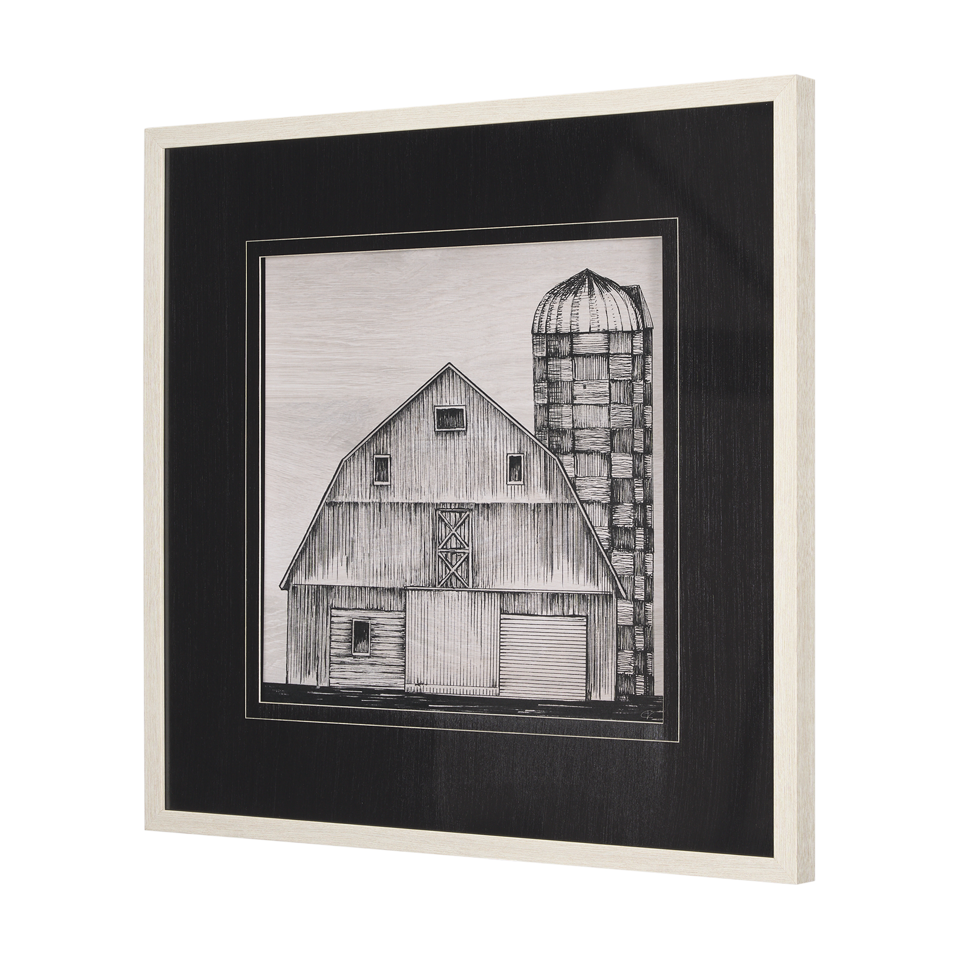 Barn-Buildings-II-by-Mercana-Studio-a-Hand-Embelished-Textured-Framed-Art-Print-Matted-under-Glass-2