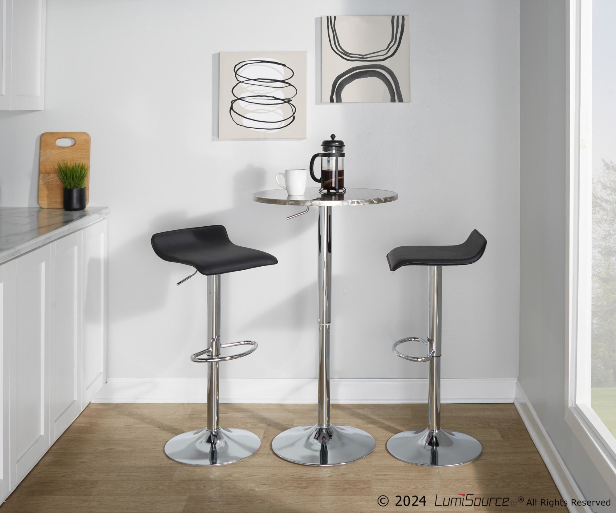Bistro-Round-Ale-Adjustable-Contemporary-Bar-Set-Silver-Black