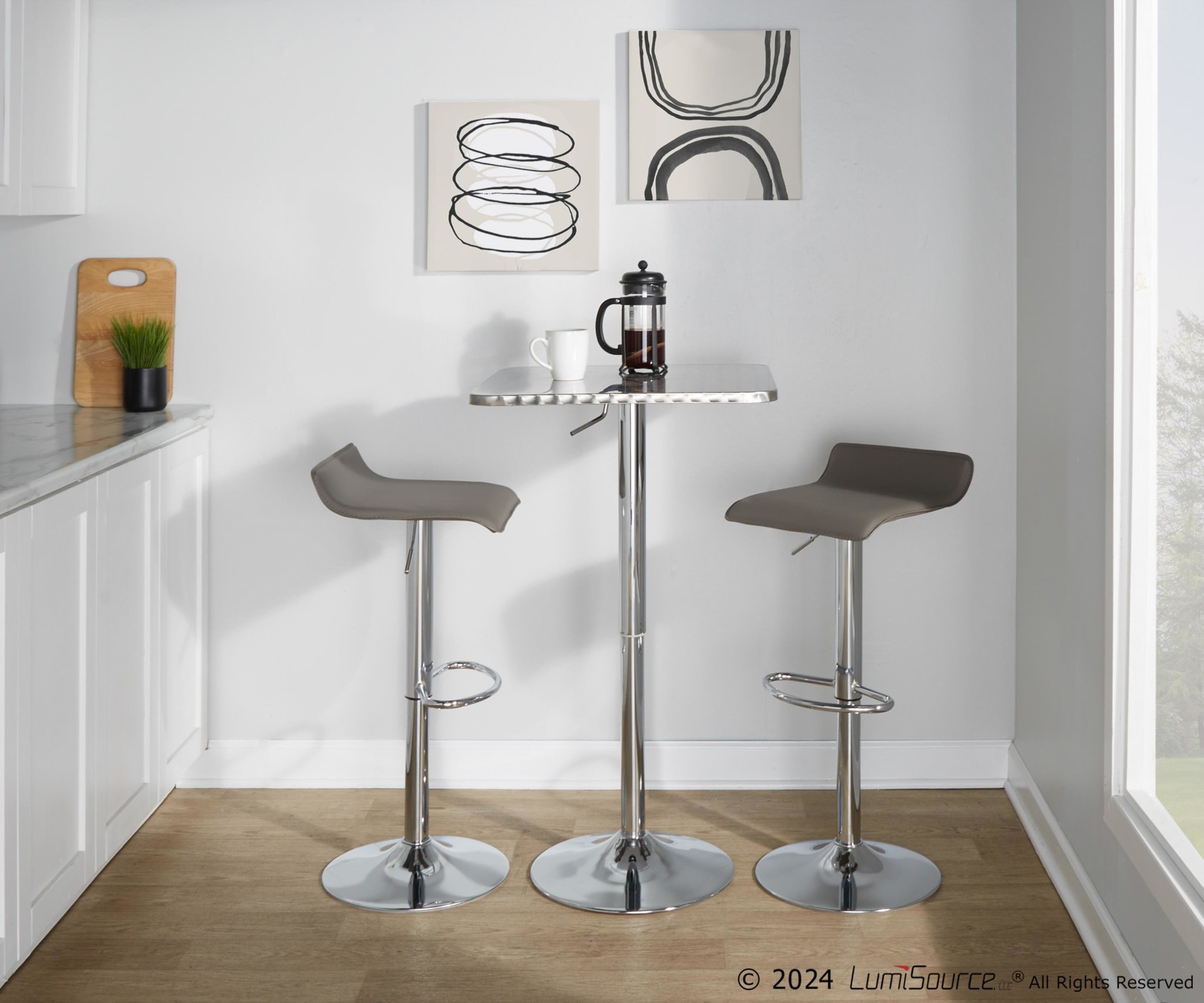 Bistro-Square-Silver-Contemporary-Adjustable-Bar-Set