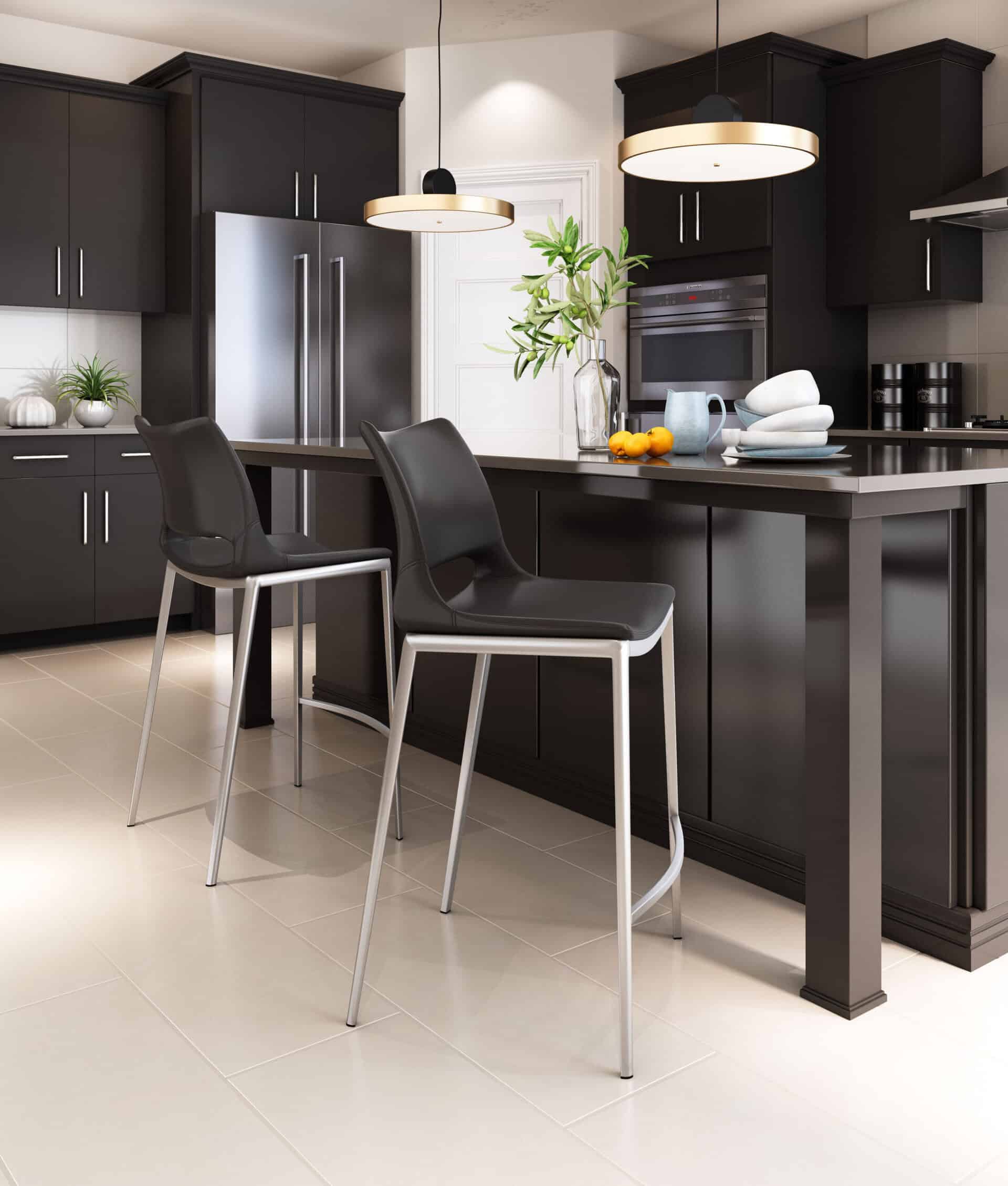 Black-Faux-Leather-Ergonomic-Counter-Stool-with-Footrest-Set-of-2