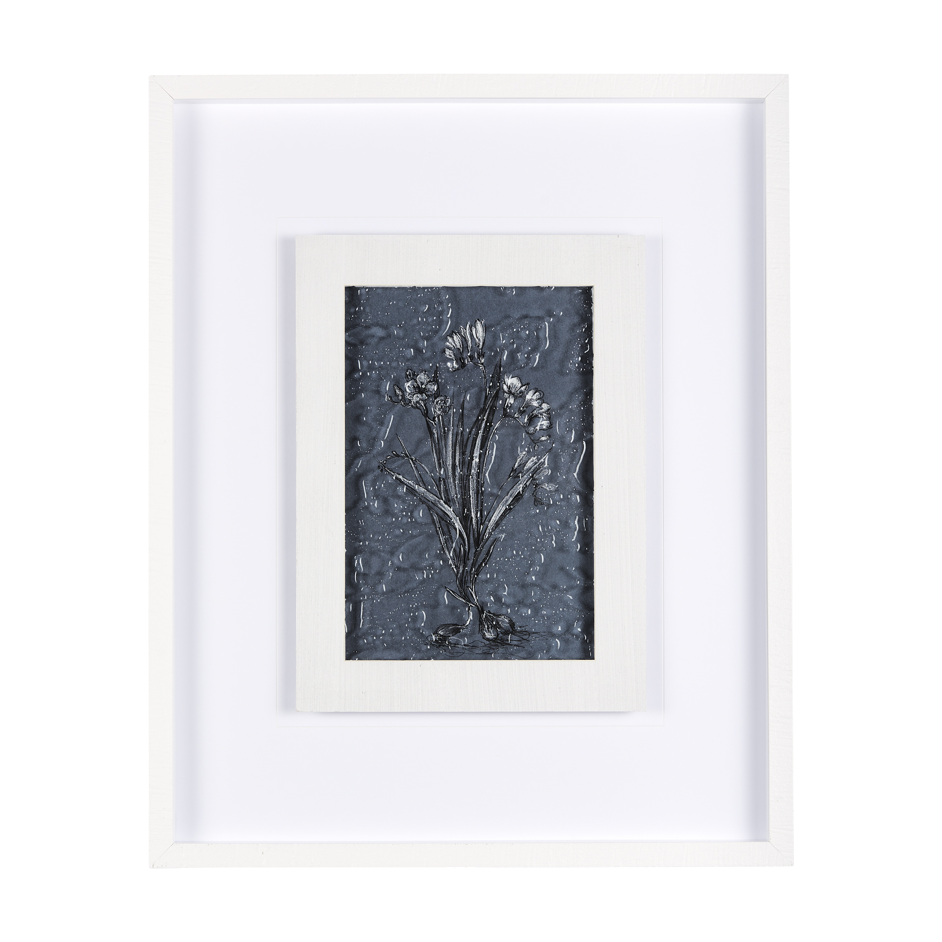 Botanical-sketches-III-Blue-by-Mercana-Studio-Hand-Embelished-Framed-Art-Print-Matted-under-Glass