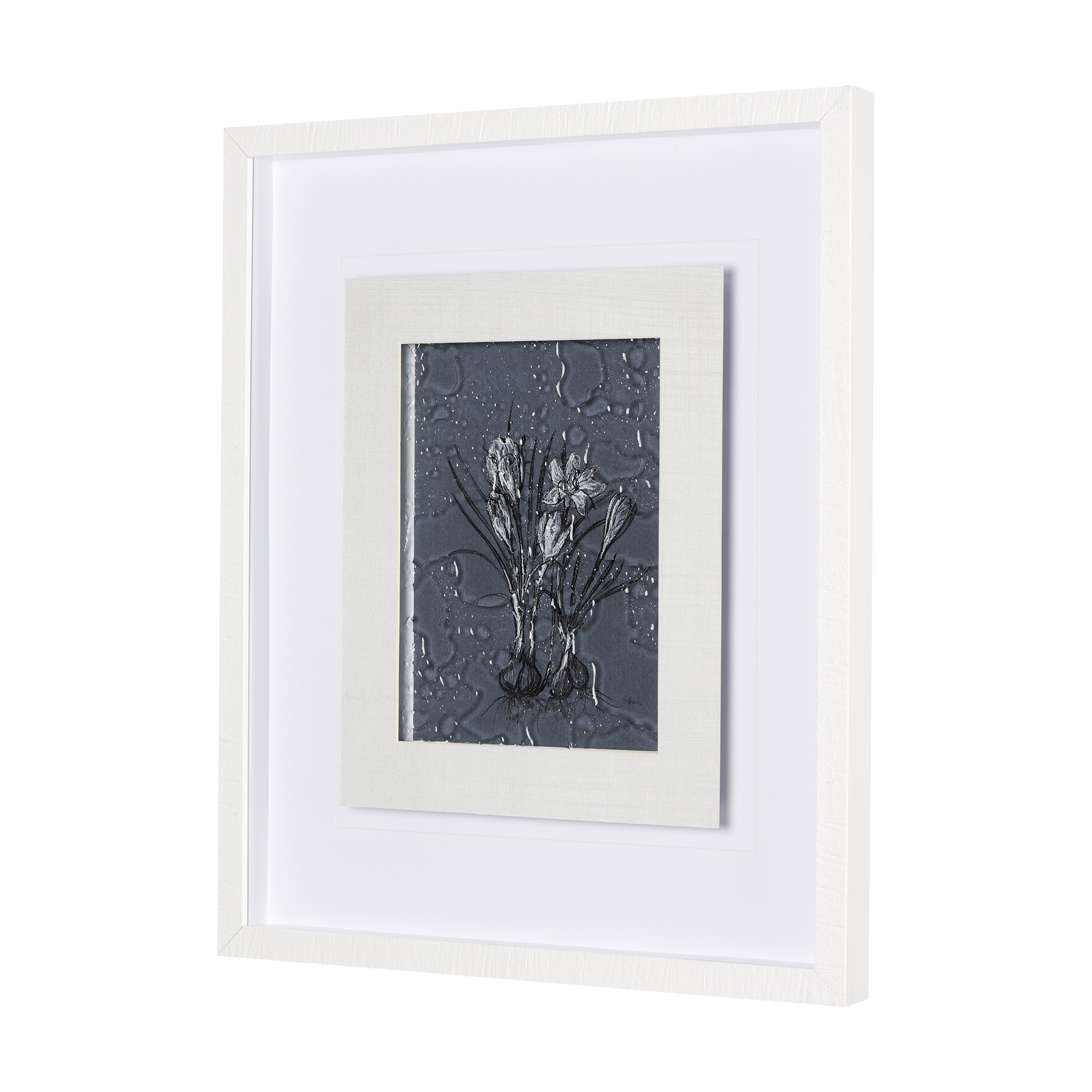 Botanical-sketches-V-Blue-by-Mercana-Studio-Hand-Embelished-Framed-Art-Print-Matted-under-Glass-1