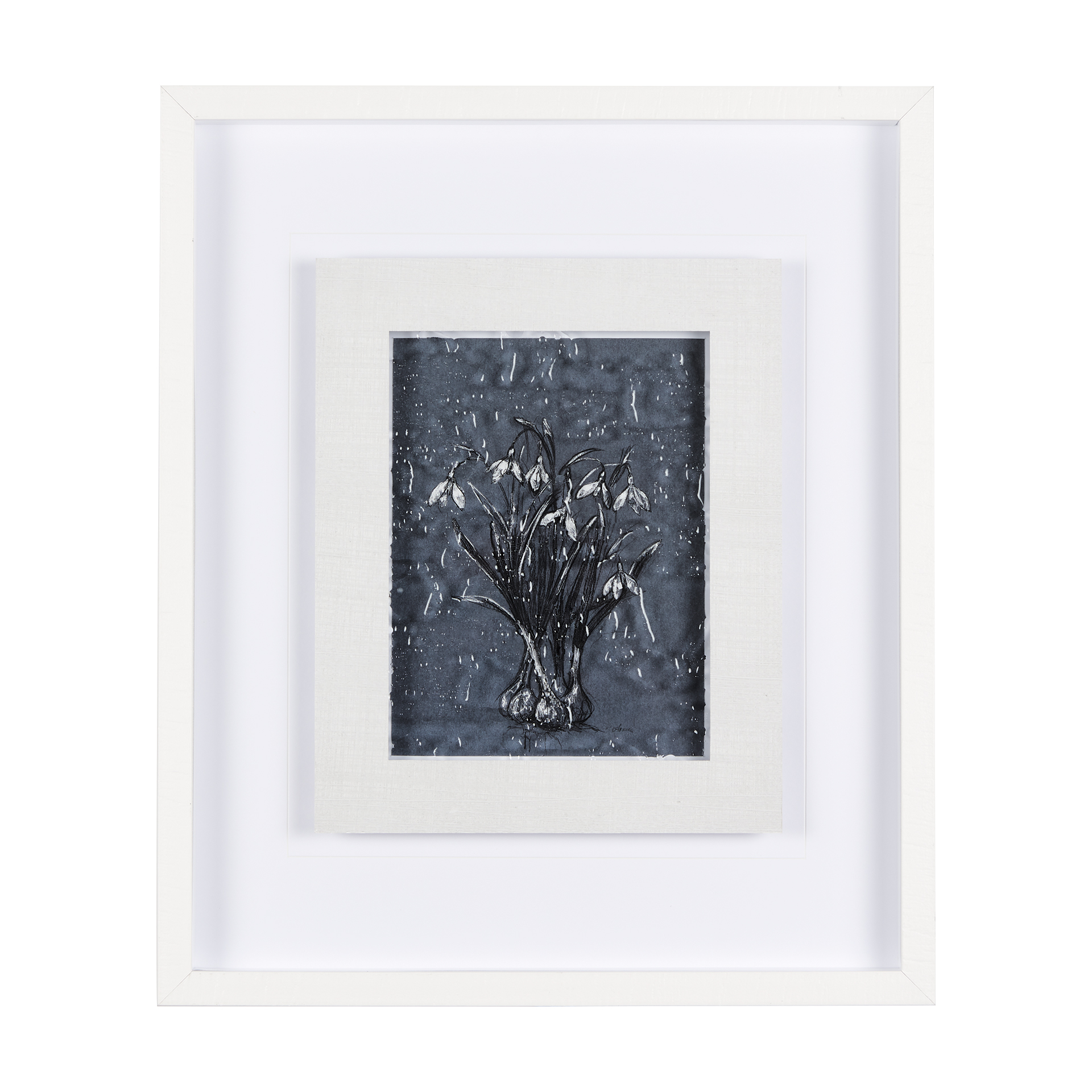 Botanical-sketchesVI-Blue-by-Mercana-Studio-Hand-Embelished-Framed-Art-Print-Matted-under-Glass