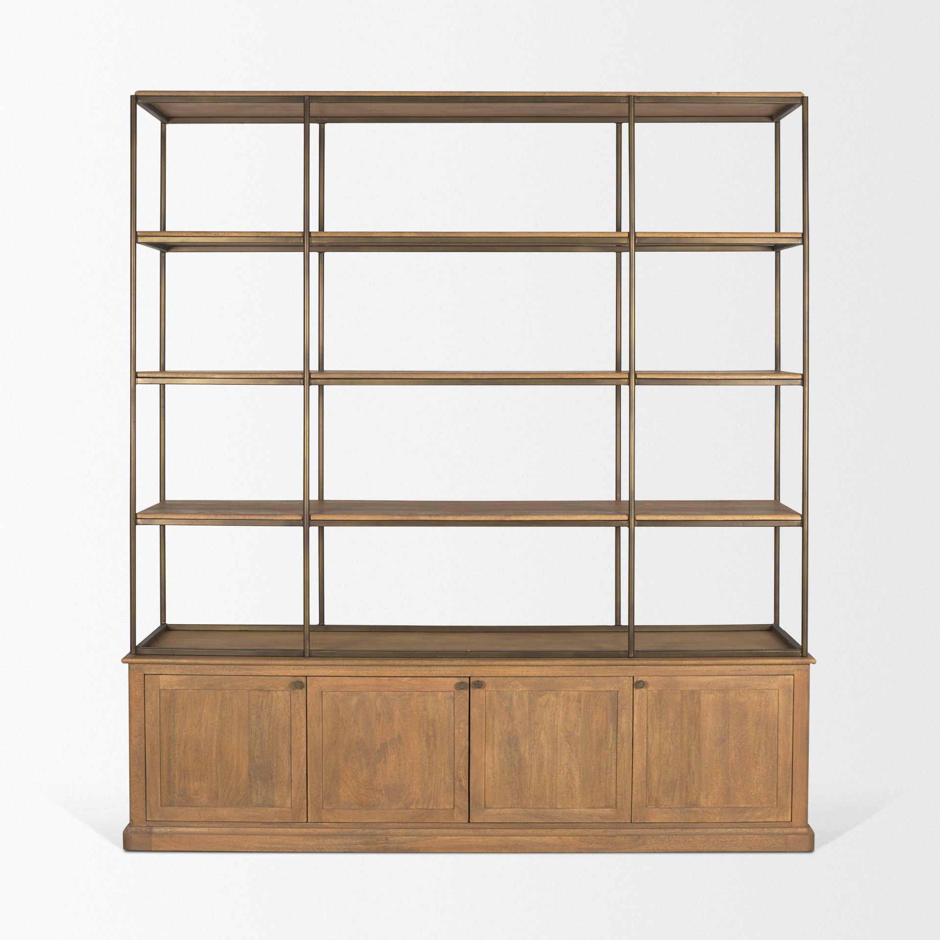Braxton-Light-Brown-Wood-w-Antiqued-Brass-Metal-3-Tiers-2-Door-Shelving-Unit-5