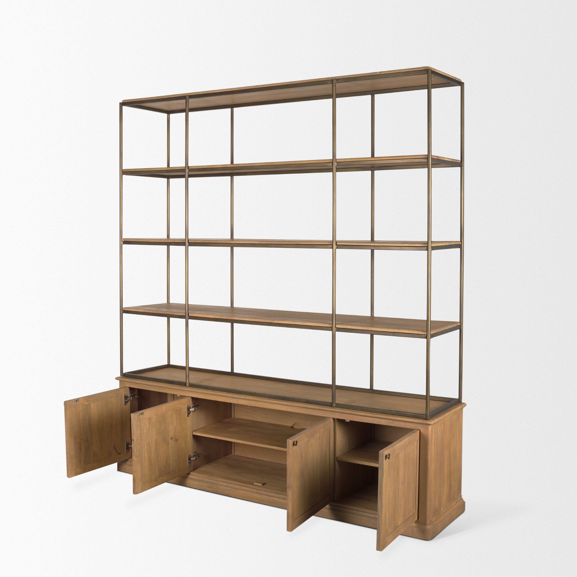 Braxton-Light-Brown-Wood-w-Antiqued-Brass-Metal-3-Tiers-2-Door-Shelving-Unit-9