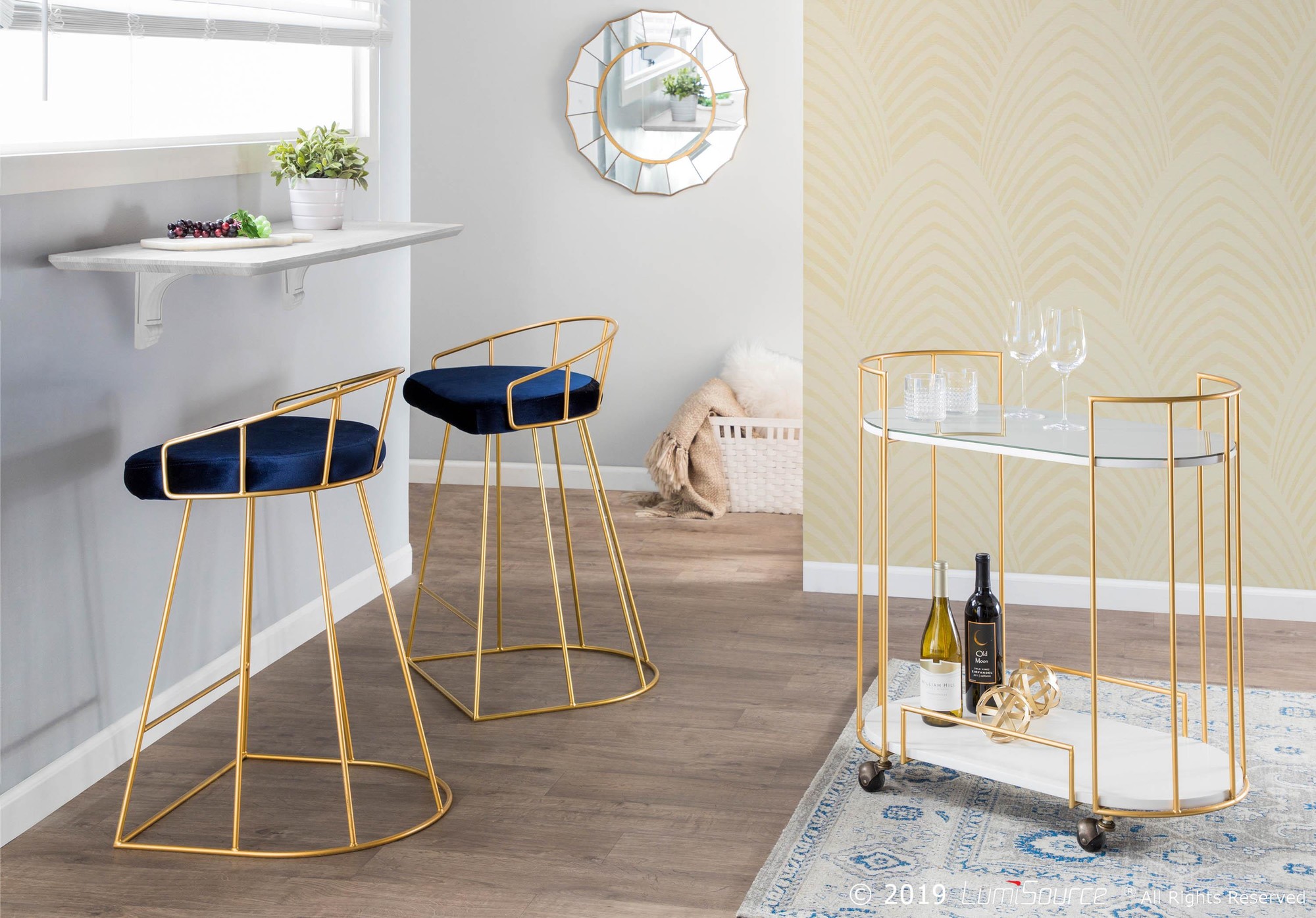 Canary-Gold-Blue-Velvet-Contemporary-Counter-Stools-Set-of-2-3