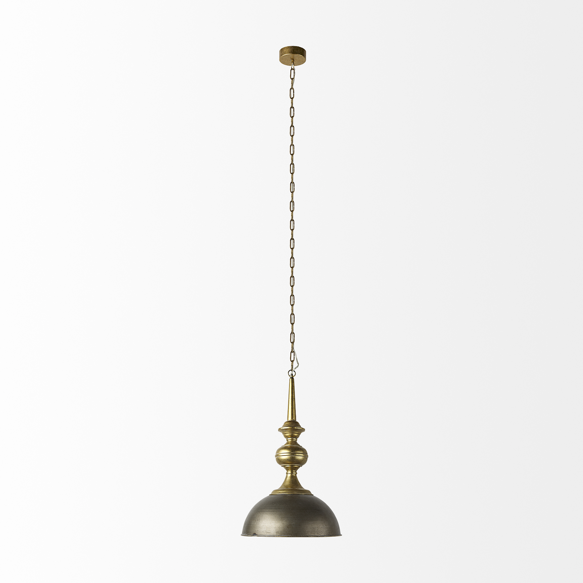 Capsa-17×29-Antique-Gold-and-Silver-Toned-Metal-Dome-Pendant-Light-1