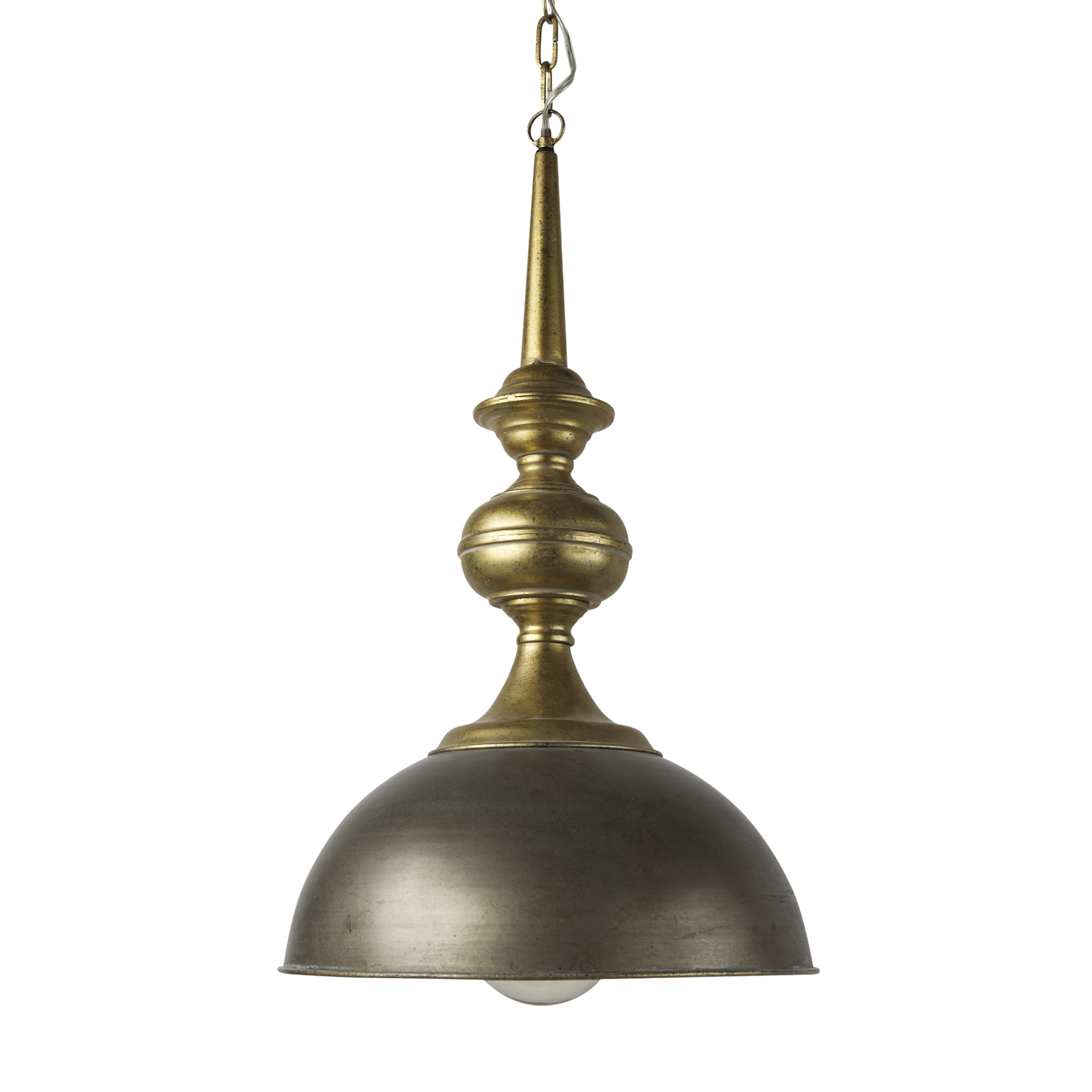 Capsa-17×29-Antique-Gold-and-Silver-Toned-Metal-Dome-Pendant-Light