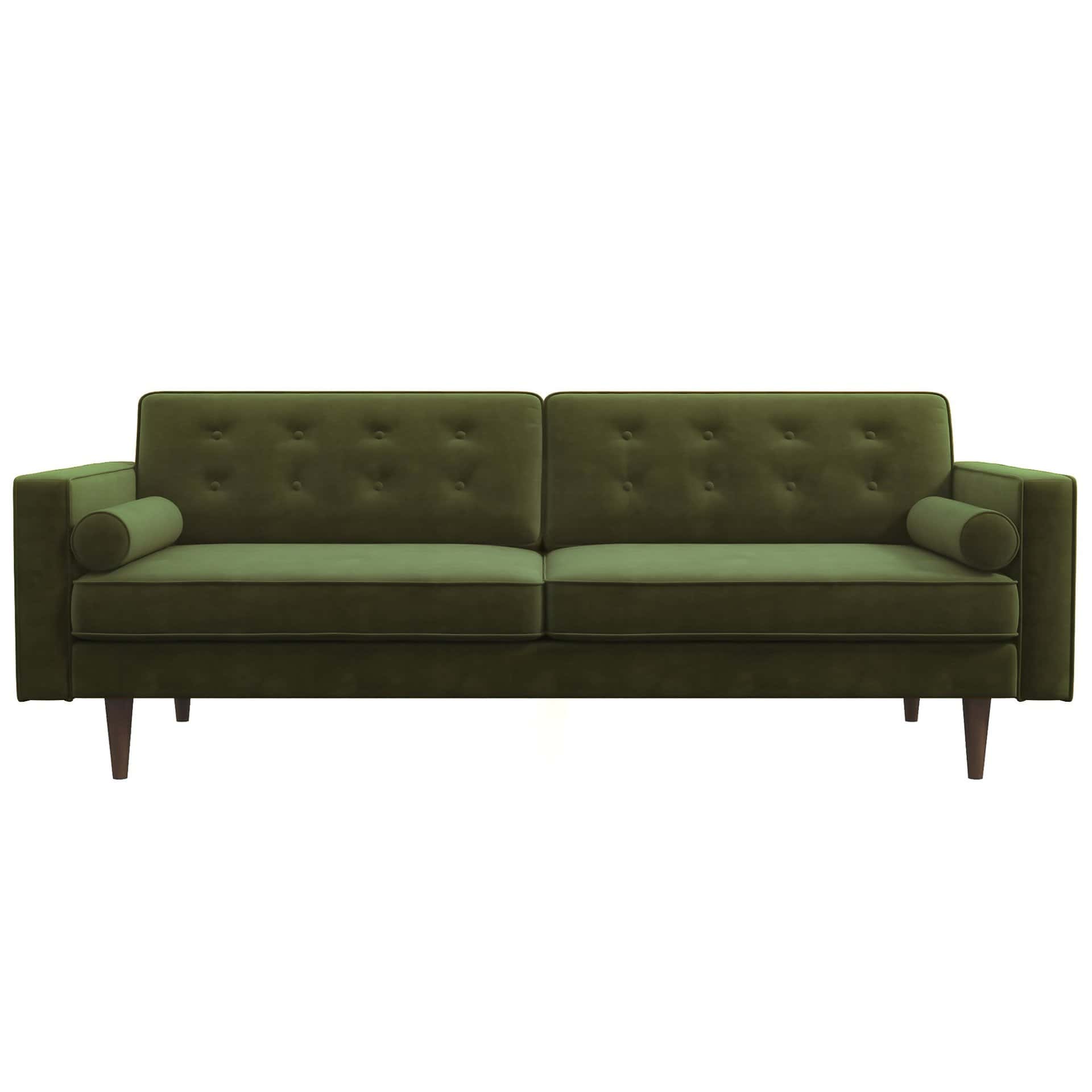 CaseyOliveGreenVelvetSofa-1