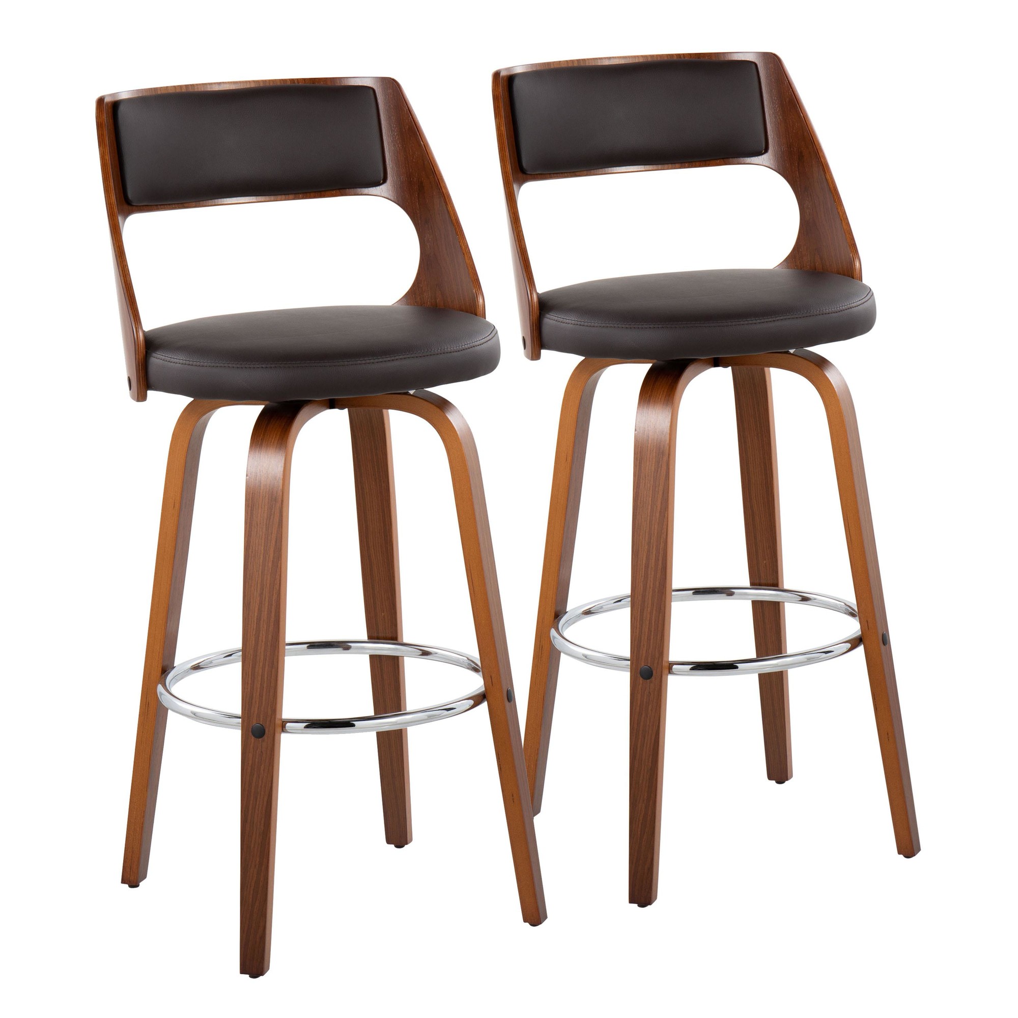 Cecina-Mid-Century-Modern-Brown-Swivel-Barstool-Walnut-Set-of-2-2