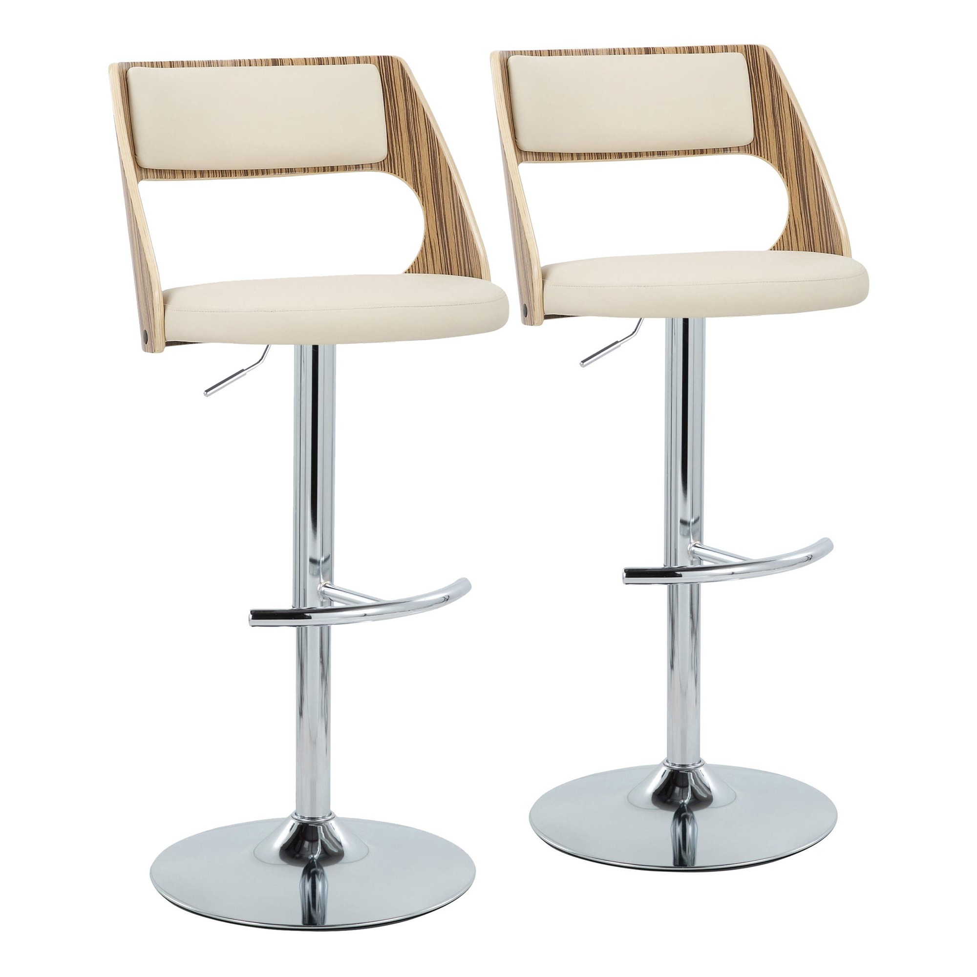 Cecina-Mid-Century-Modern-Swivel-Barstool-Chrome-Zebra-Cream-Set-of-2-2