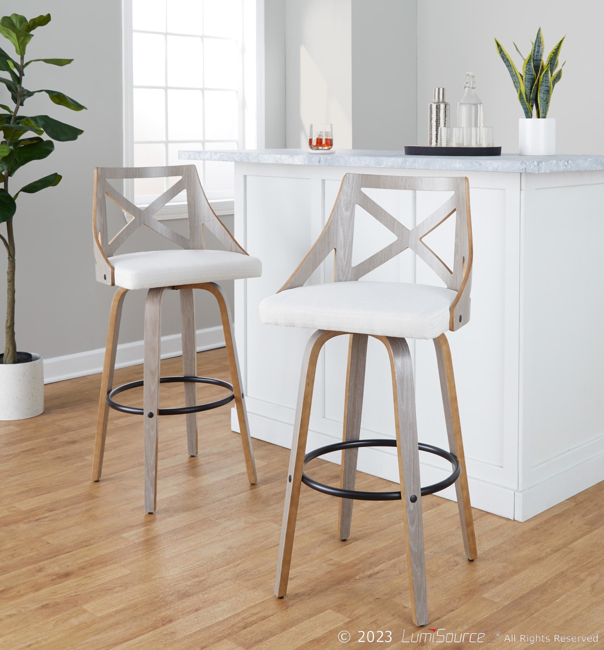 Charlotte-Farmhouse-Light-Grey-Swivel-Barstools-w-Black-Metal-Footrest-Set-of-2-1