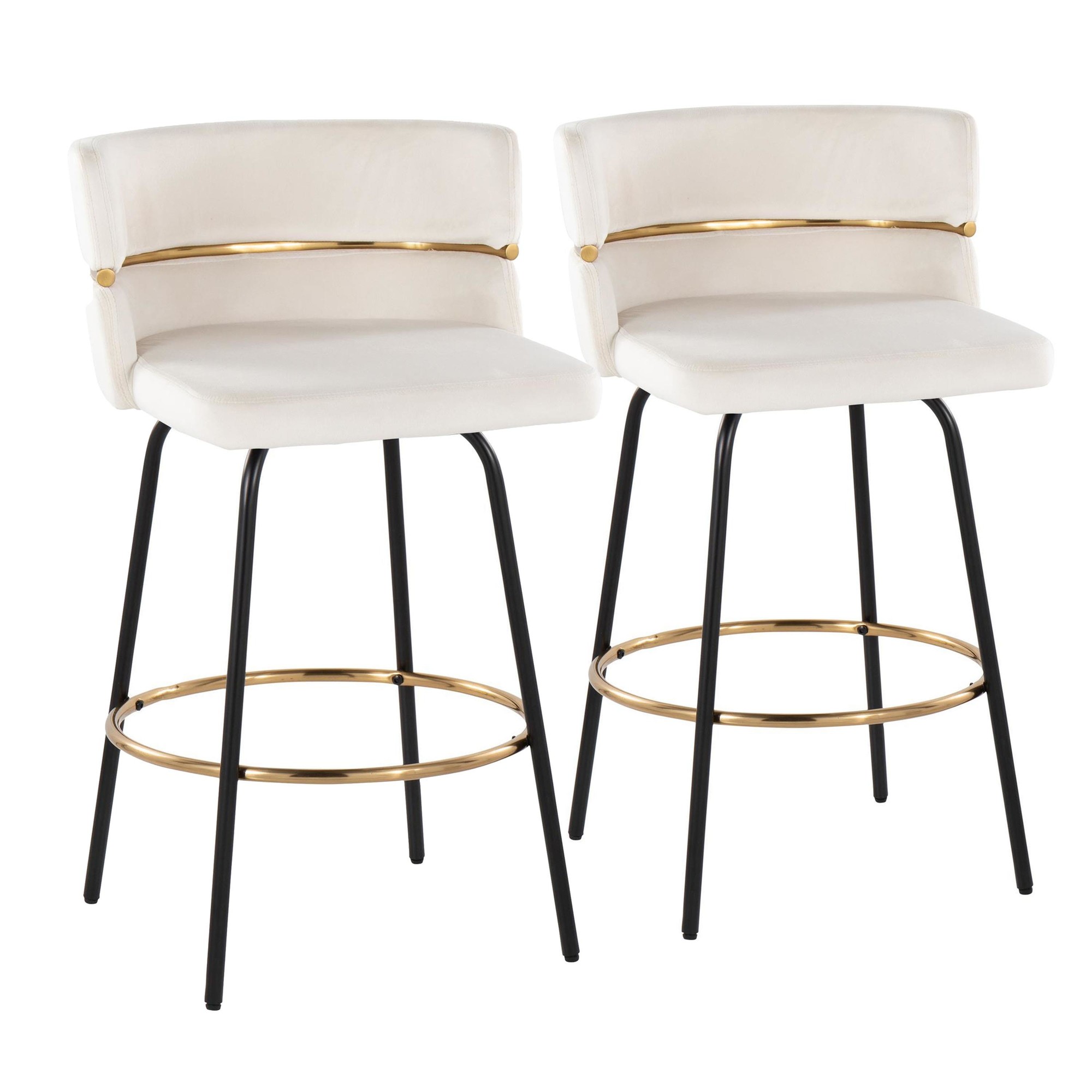 Cinch-26-Contemporary-Black-Metal-Cream-Velvet-Swivel-Stools-Set-of-2-4