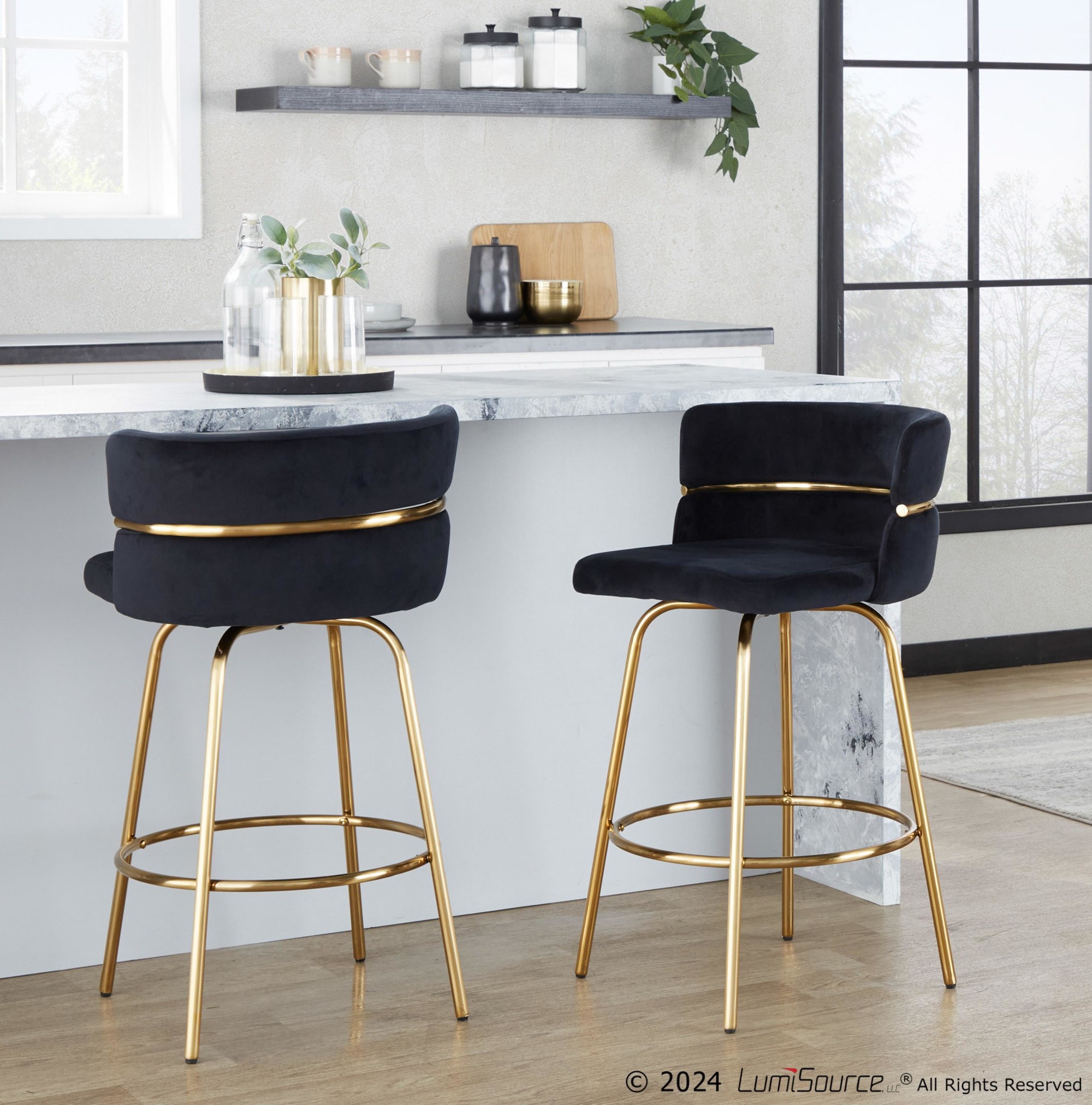 Cinch-26-Gold-Black-Velvet-Swivel-Counter-Stools-Set-of-2-5