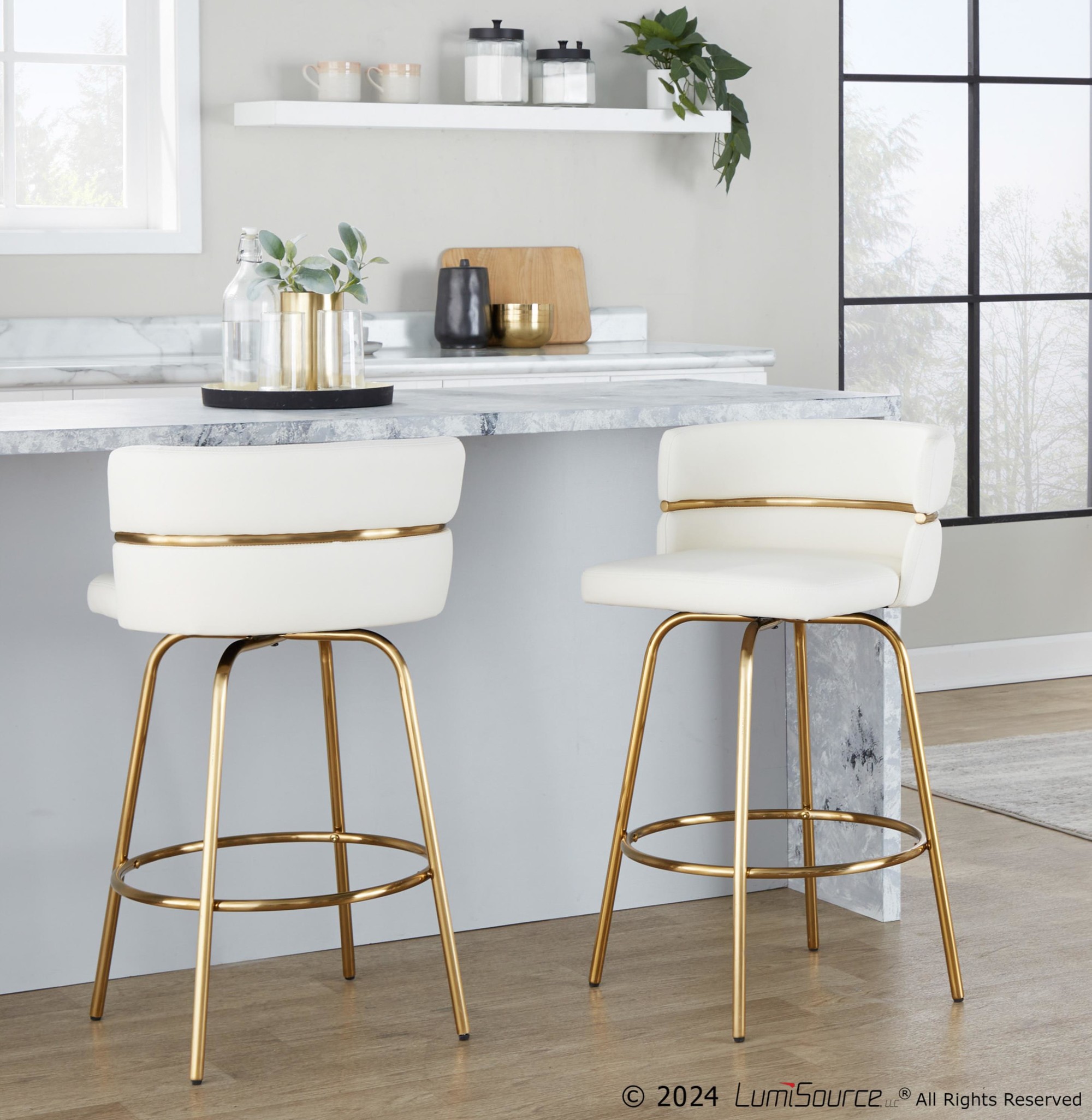 Cinch-26-Gold-Metal-White-Contemporary-Counter-Stools-Set-of-2