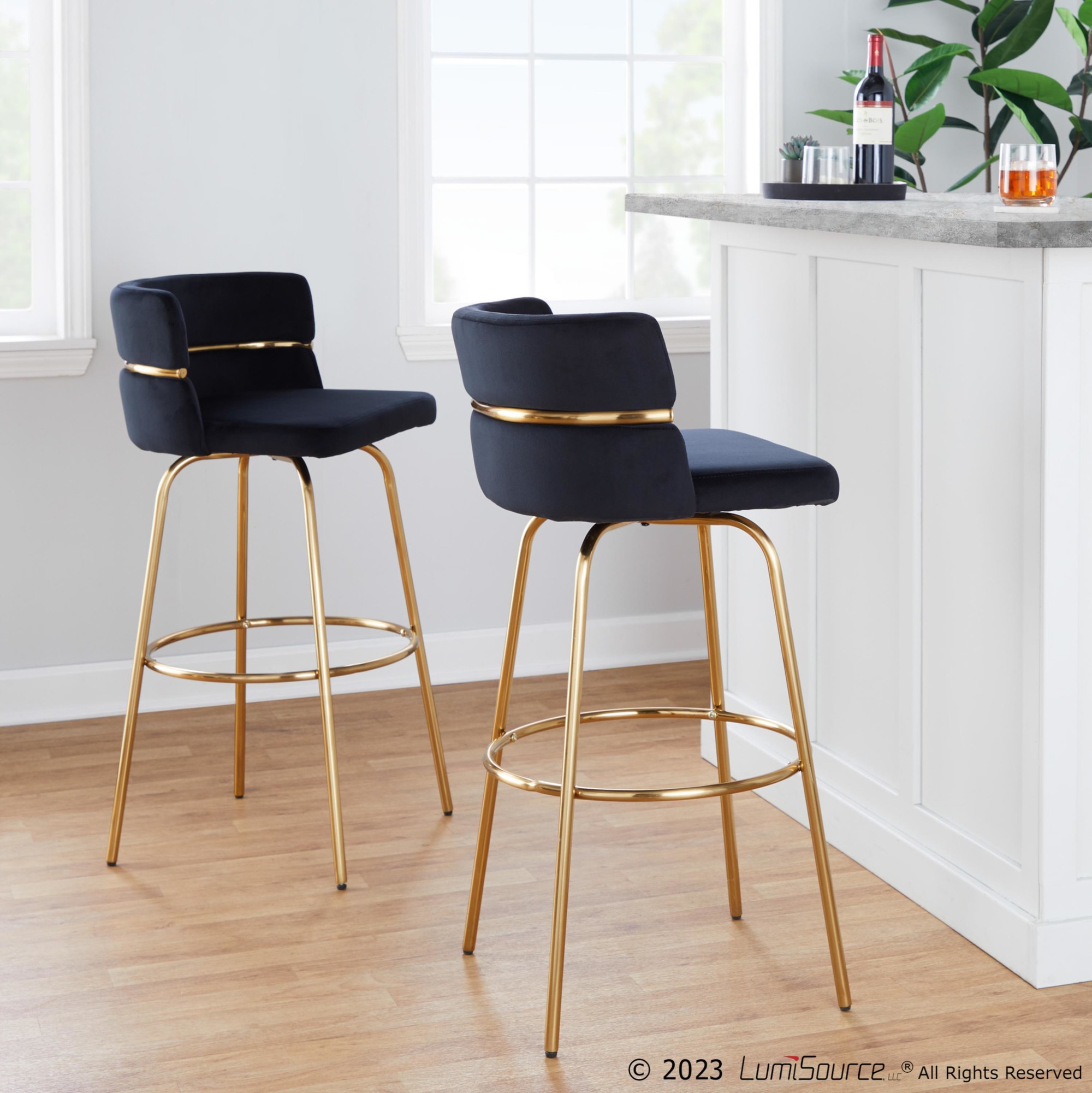 Cinch-30-Gold-Black-Velvet-Glam-Swivel-Barstools-Set-of-2