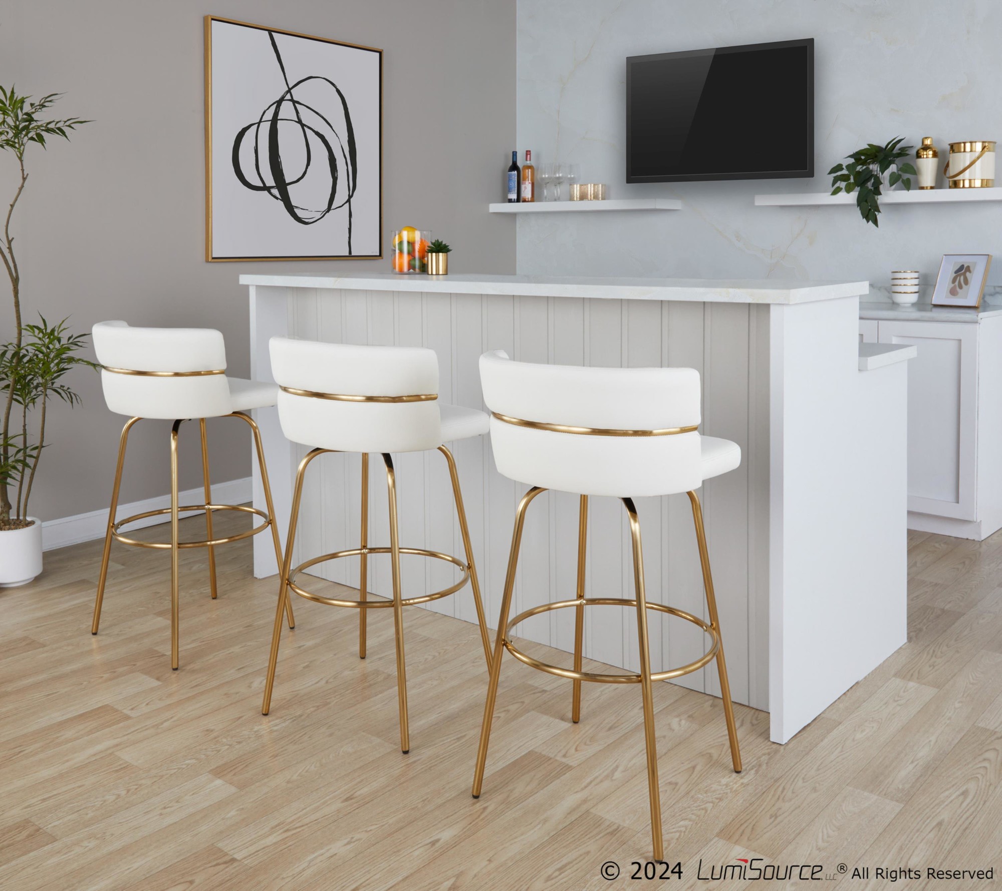 Cinch-30-Gold-and-White-Contemporary-Swivel-Barstools-Set-of-2-2