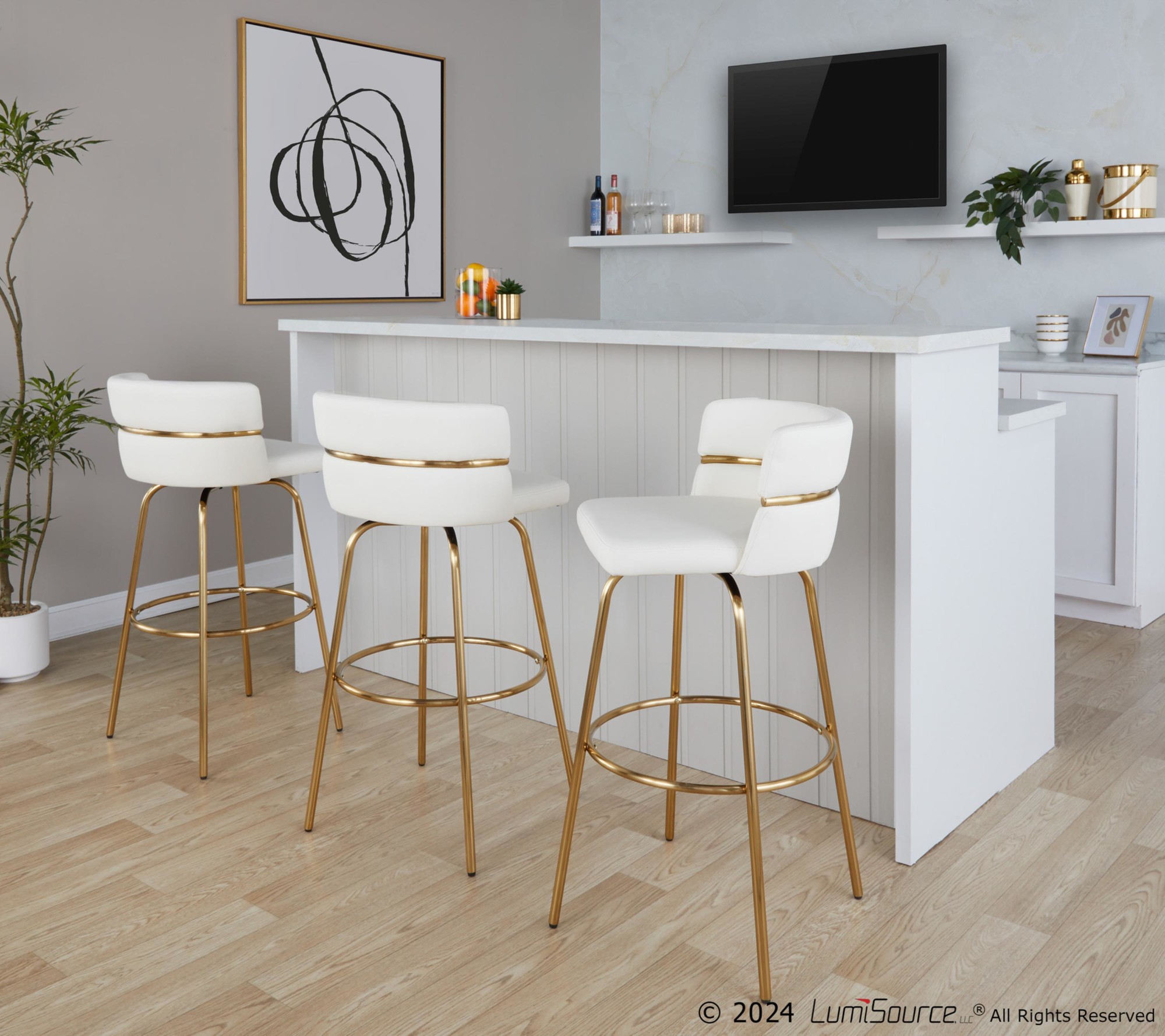 Cinch-30-Gold-and-White-Contemporary-Swivel-Barstools-Set-of-2-3