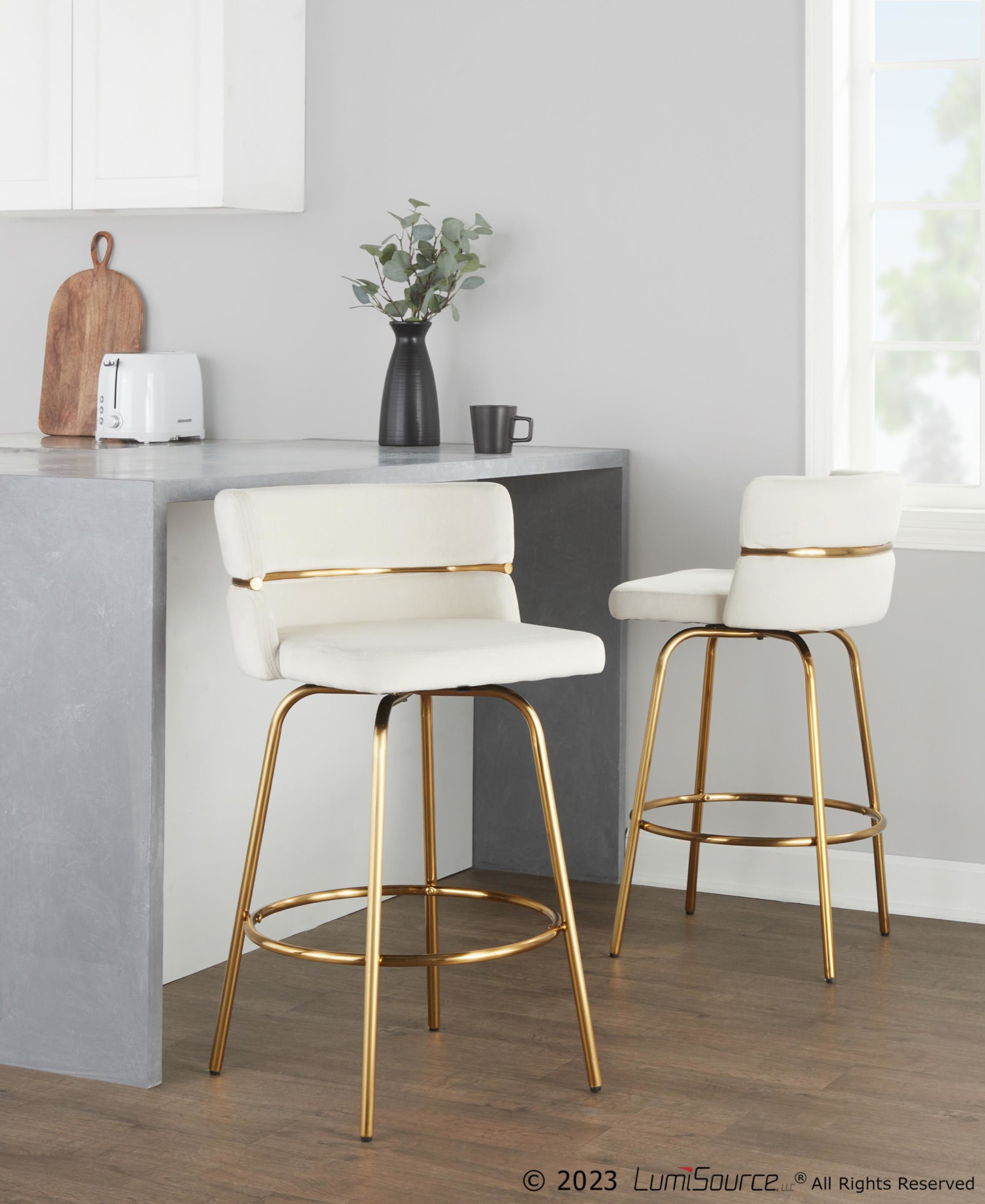 Cinch-Claire-26-Gold-Cream-Velvet-Swivel-Stools-Set-of-2