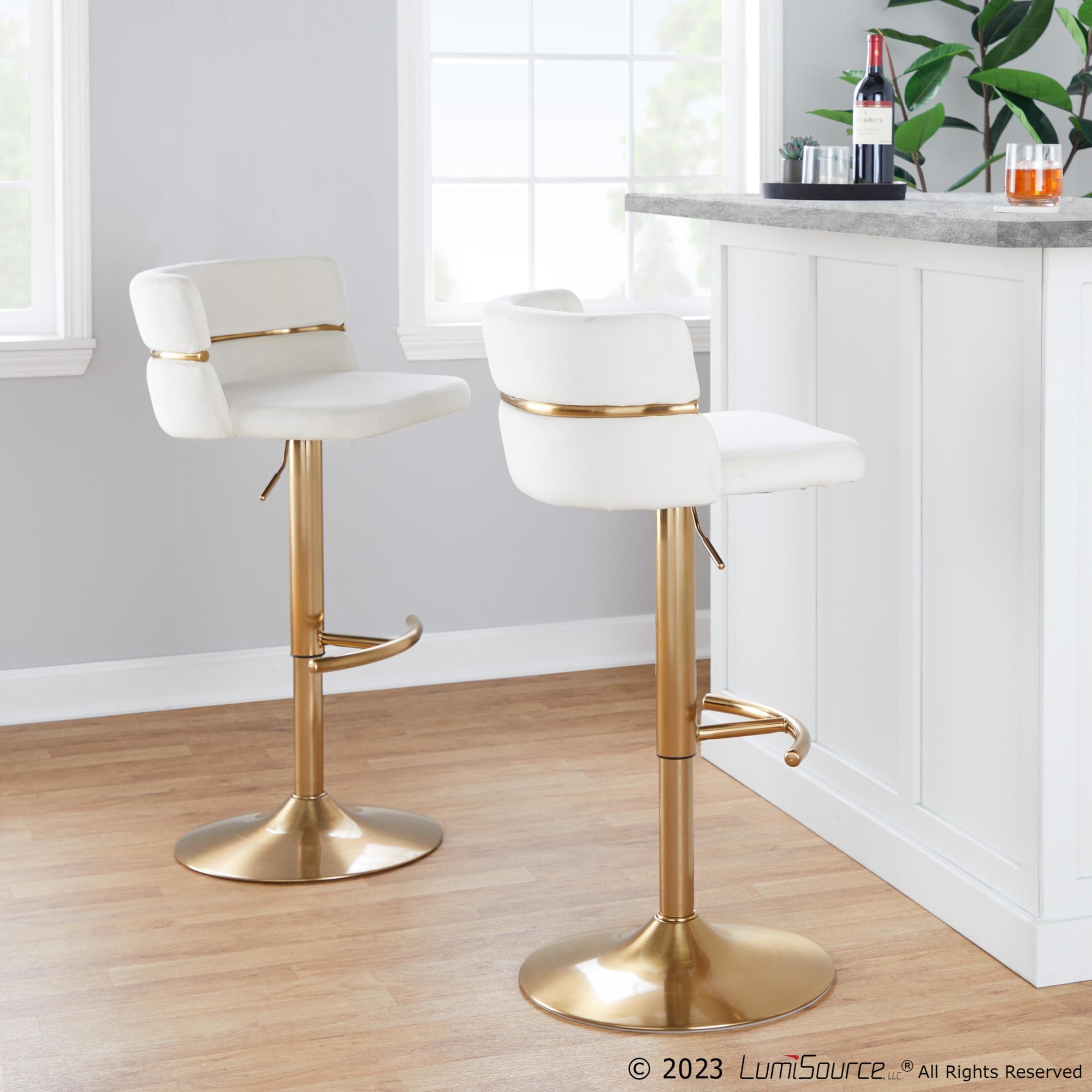 Cinch-Gold-Cream-Velvet-Swivel-Adjustable-Barstools-Set-of-2