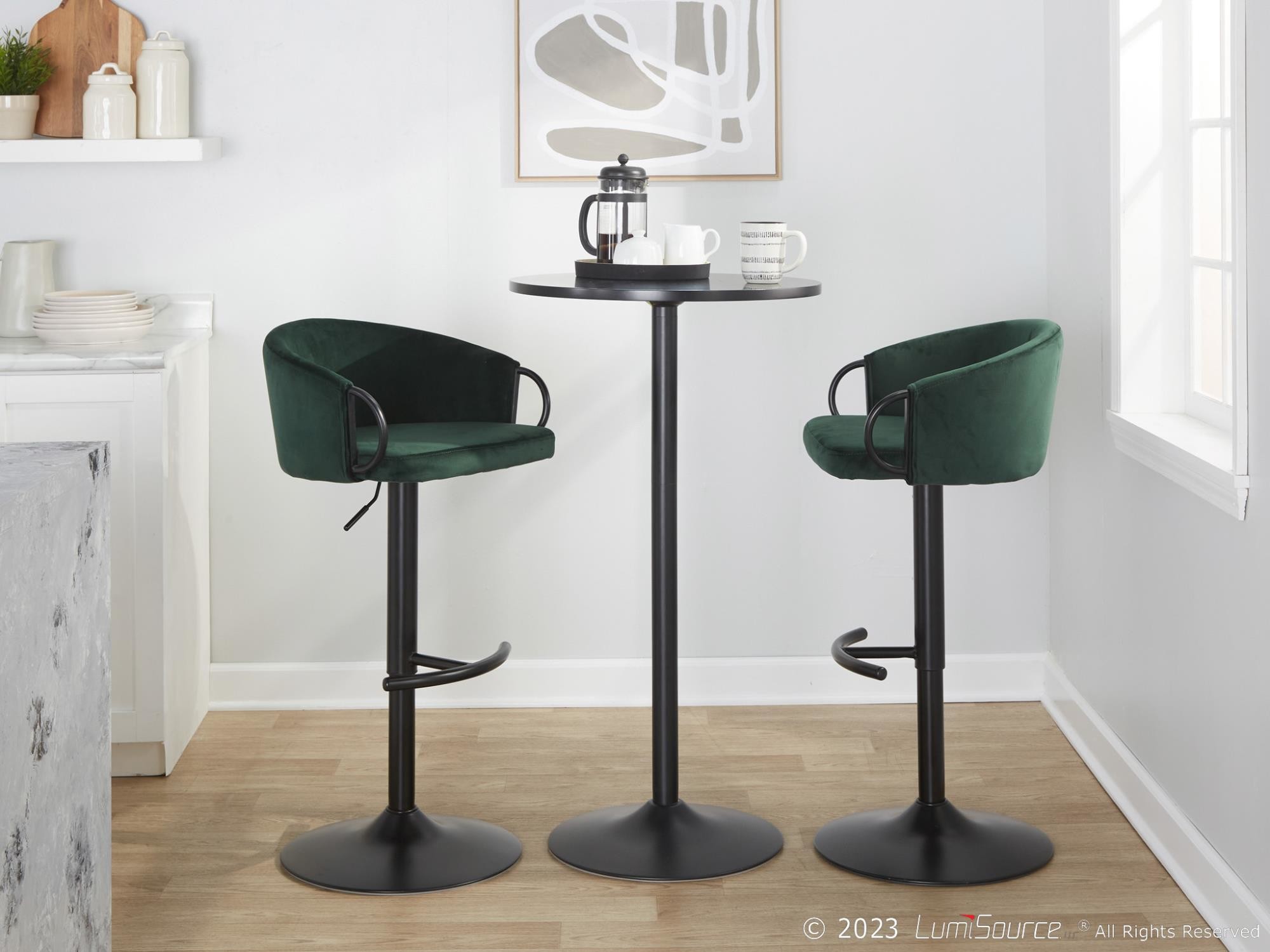 Claire-Green-Velvet-Contemporary-Adjustable-Swivel-Barstools-Set-of-2