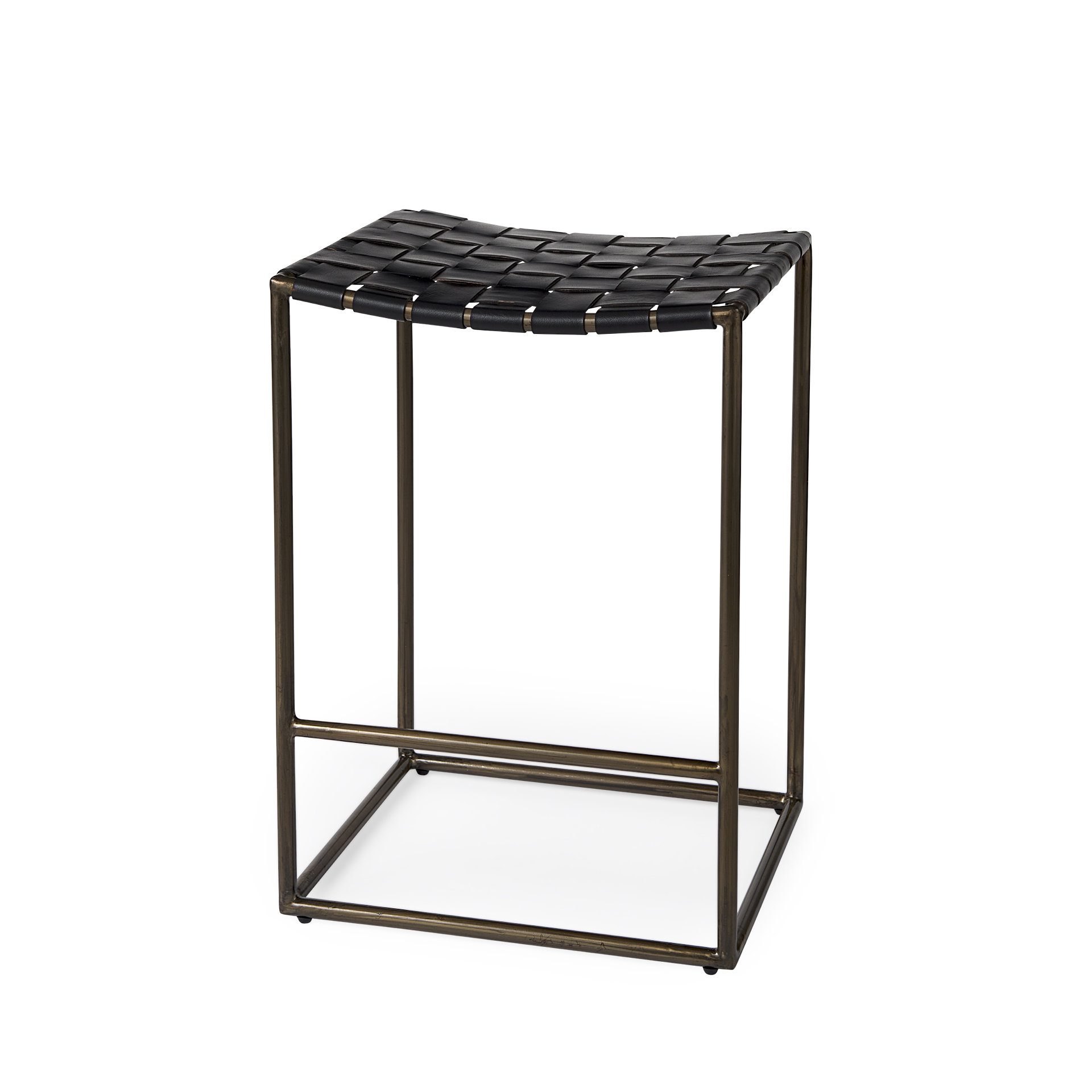 Clarissa-18.0L-x-16.0W-x-26.25H-Black-Woven-Leather-Seat-W-Gold-Frame-Counter-Stool