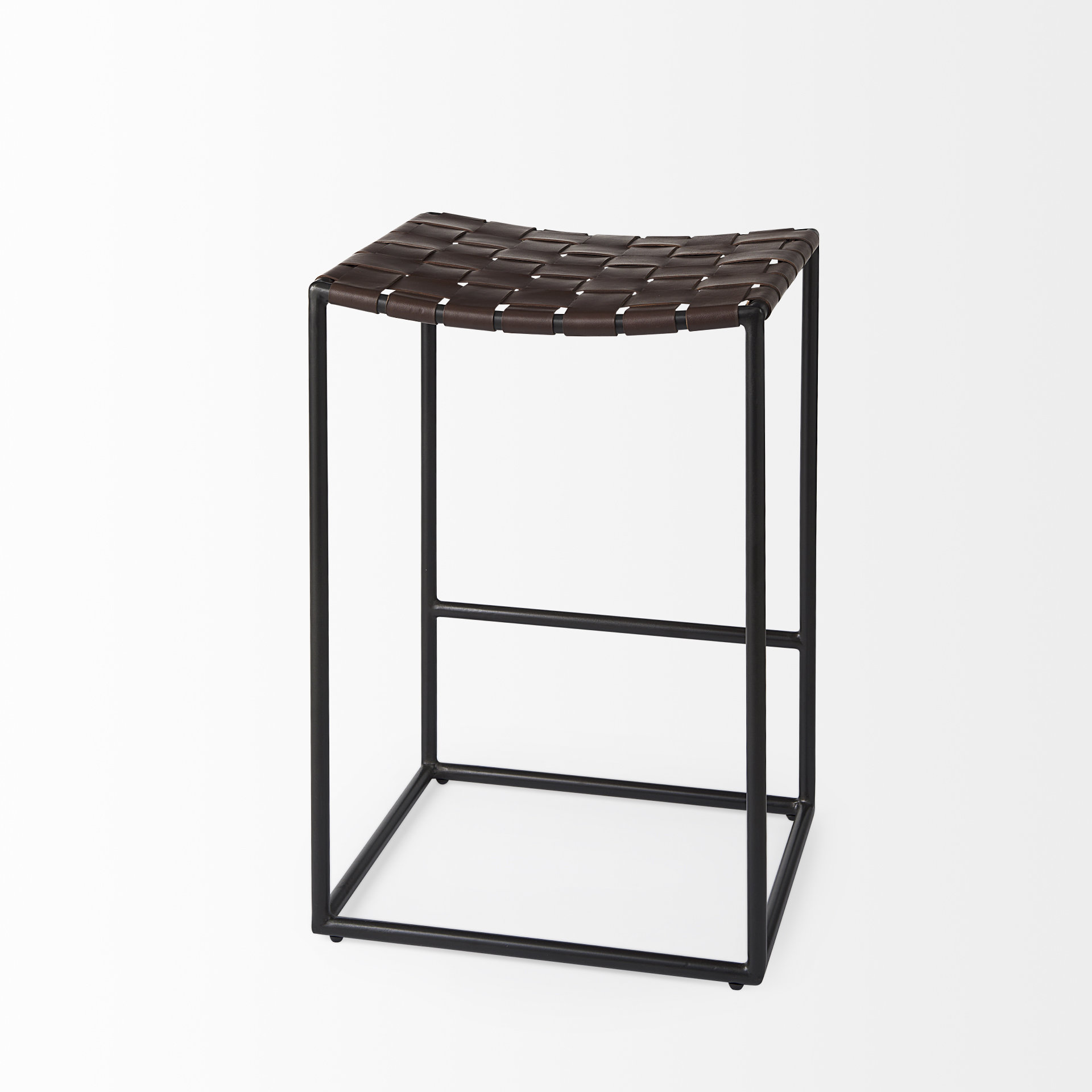 Clarissa-18.0L-x-16.0W-x-26.25H-Dark-Brown-Woven-Leather-Seat-W-Black-Iron-Frame-Counter-Stool-8