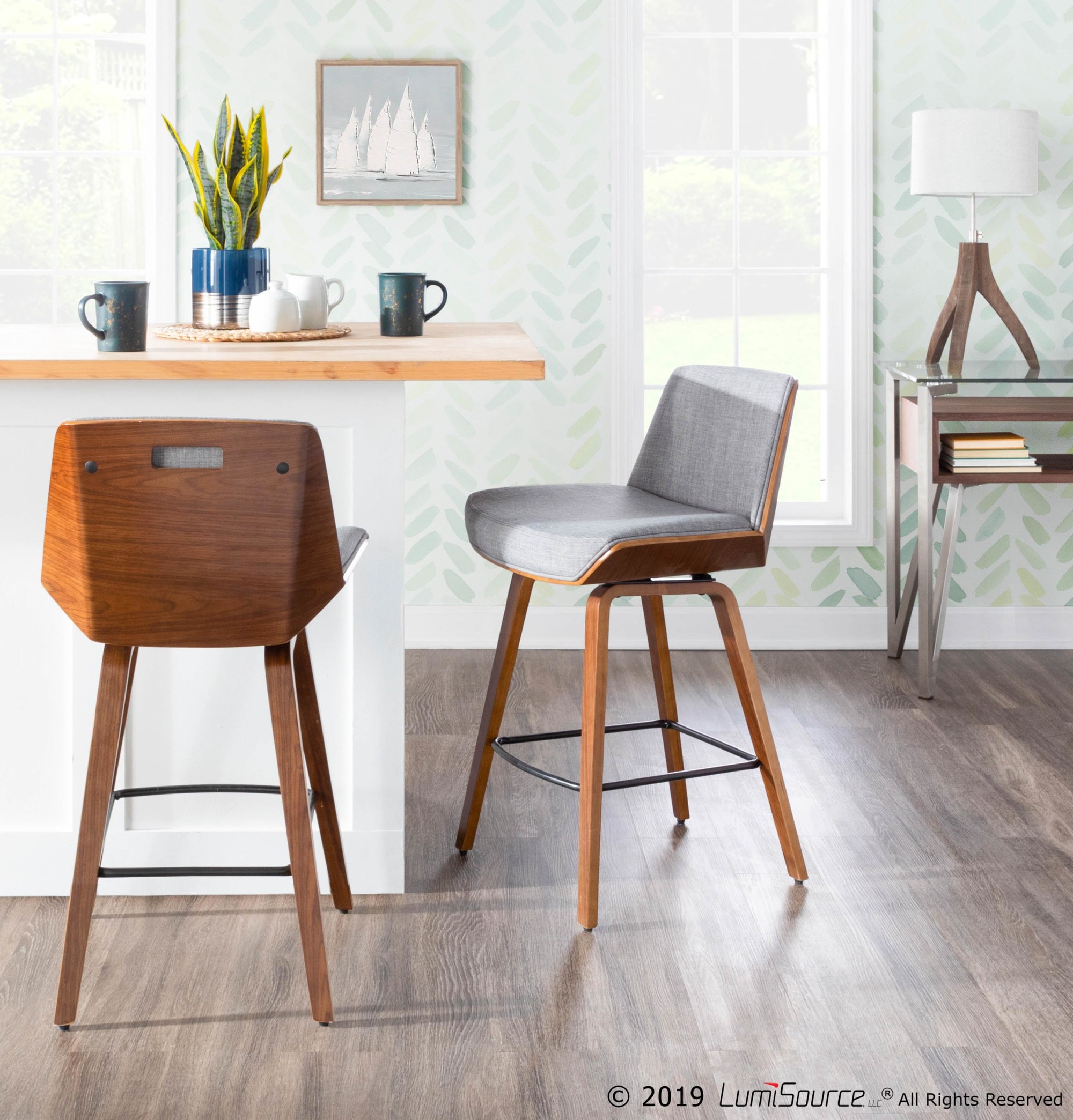 Corazza-Walnut-Wood-Light-Grey-Mid-Century-Modern-Counter-Stool-1