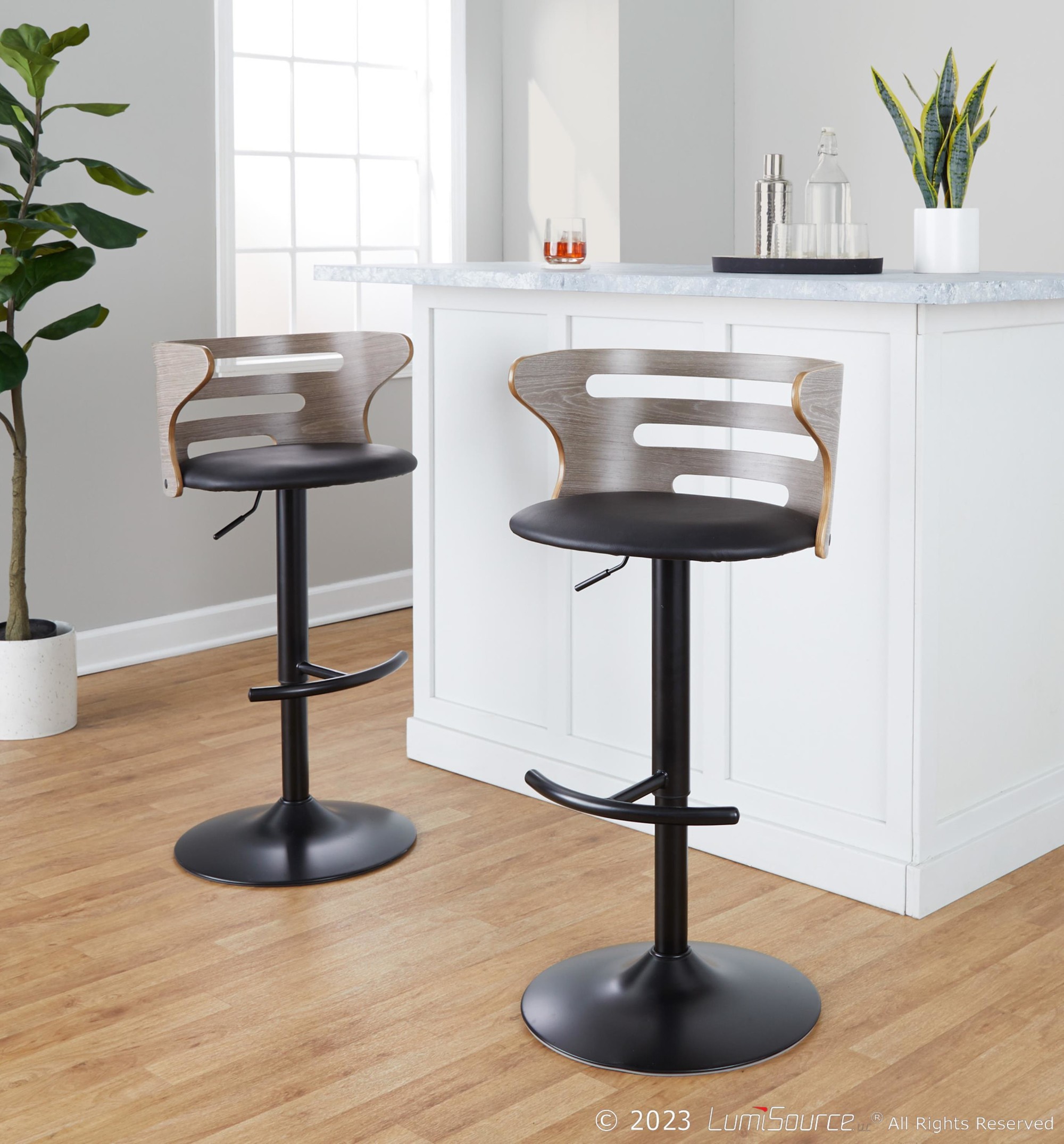 Cosi-Mid-Century-Modern-Adjustable-Barstool-Black-Light-Grey-Set-of-2