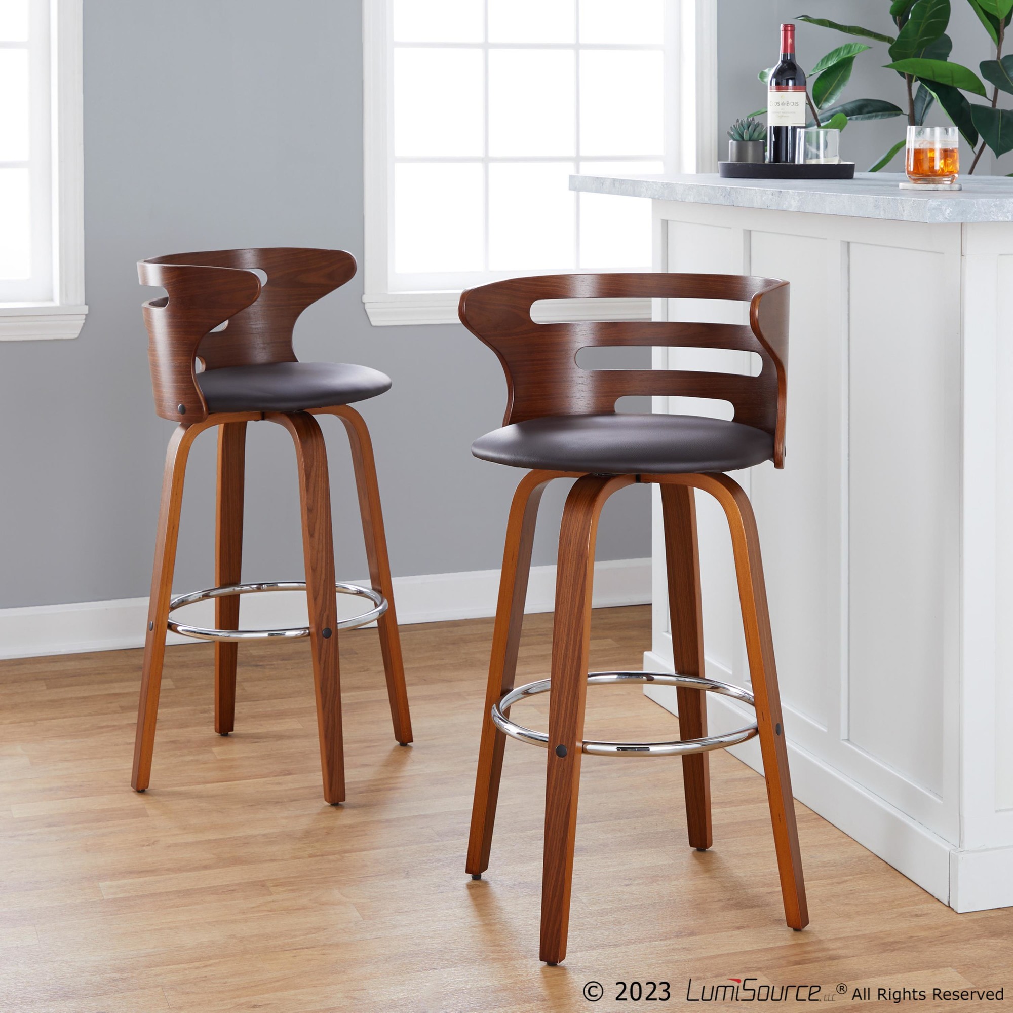 Cosini-30-Mid-Century-Modern-Walnut-Brown-Swivel-Barstool-Set-of-2