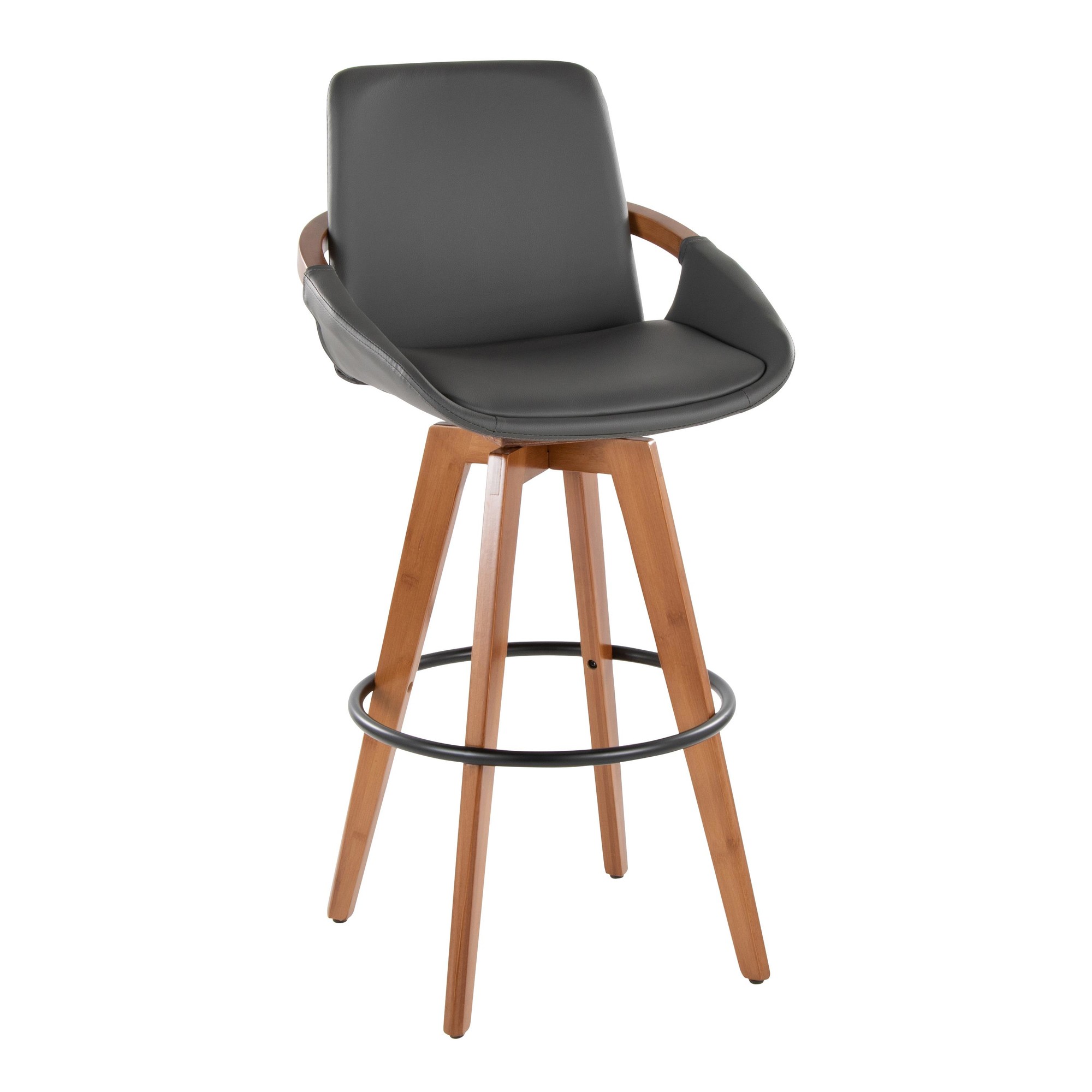 Cosmo-29-Inch-Mid-Century-Walnut-Bamboo-and-Grey-Faux-Leather-Swivel-Barstool-2
