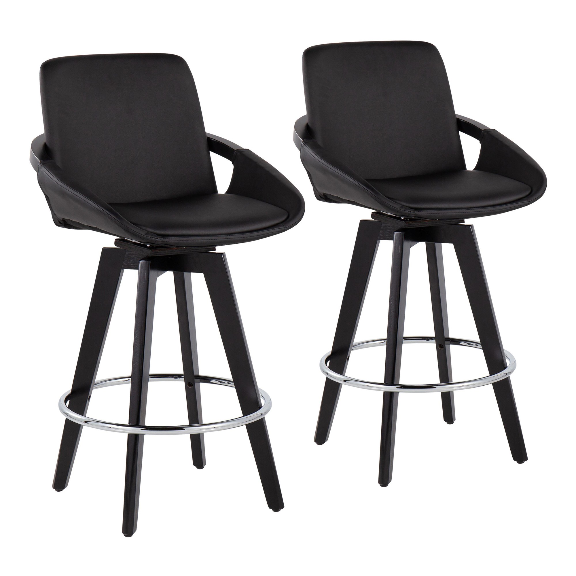 Cosmo-Black-Faux-Leather-Contemporary-Swivel-Counter-Stools-Set-of-2-3