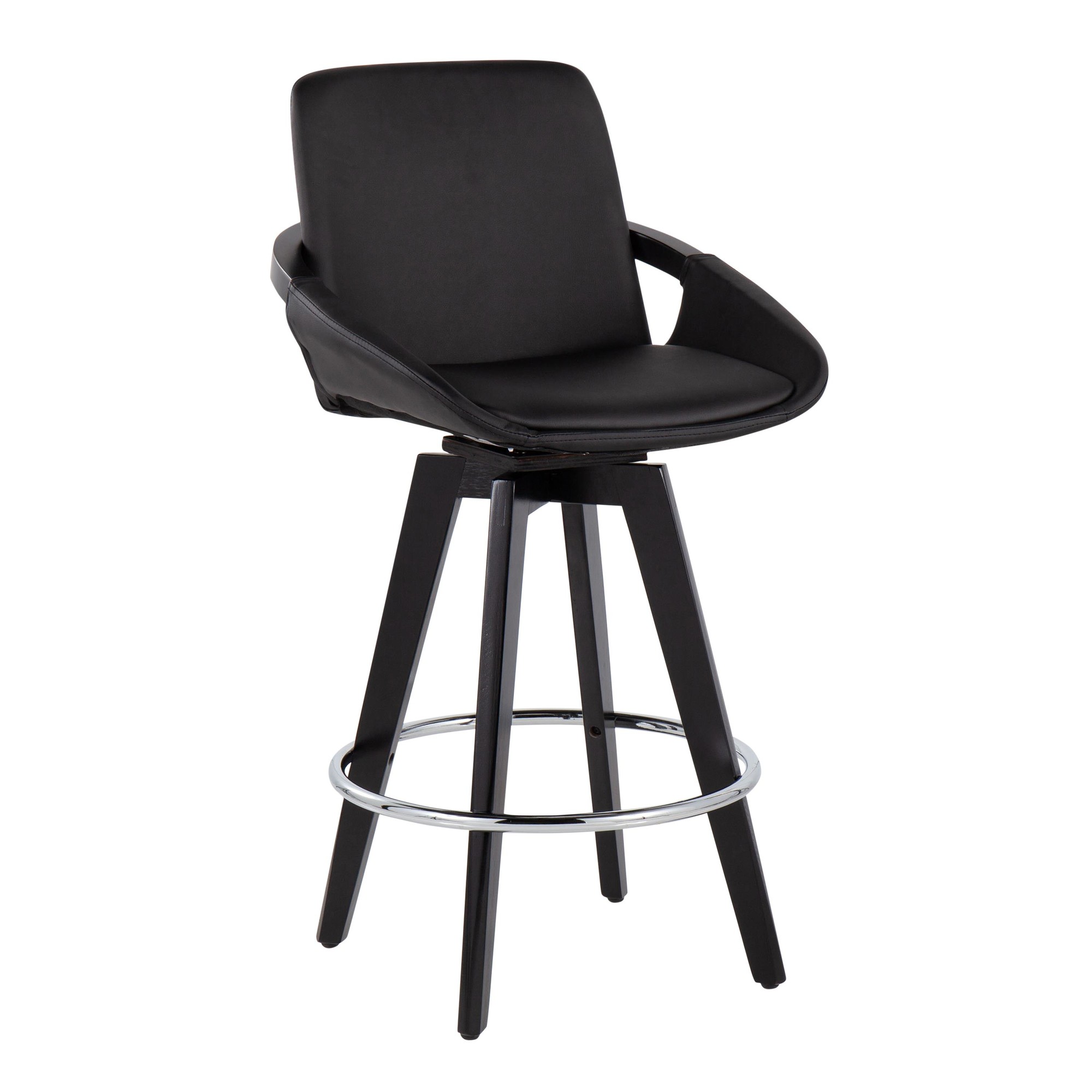 Cosmo-Black-Faux-Leather-Contemporary-Swivel-Counter-Stools-Set-of-2-4
