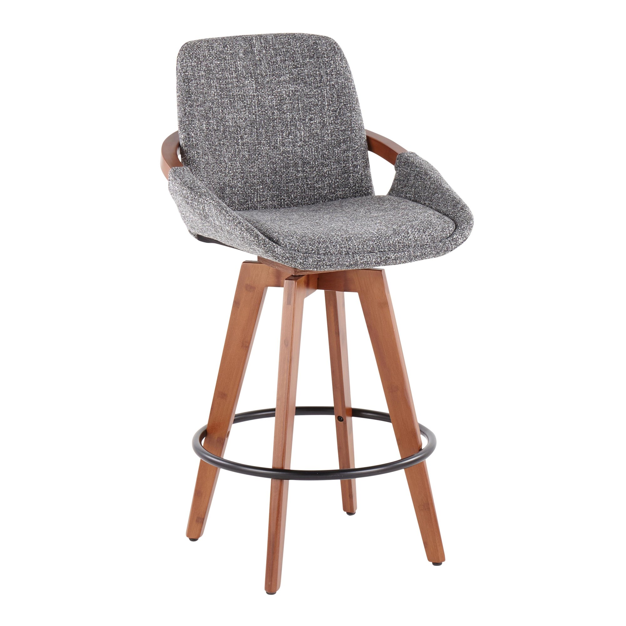 Cosmo-Mid-Century-Walnut-and-Grey-Noise-Fabric-Counter-Stool-5
