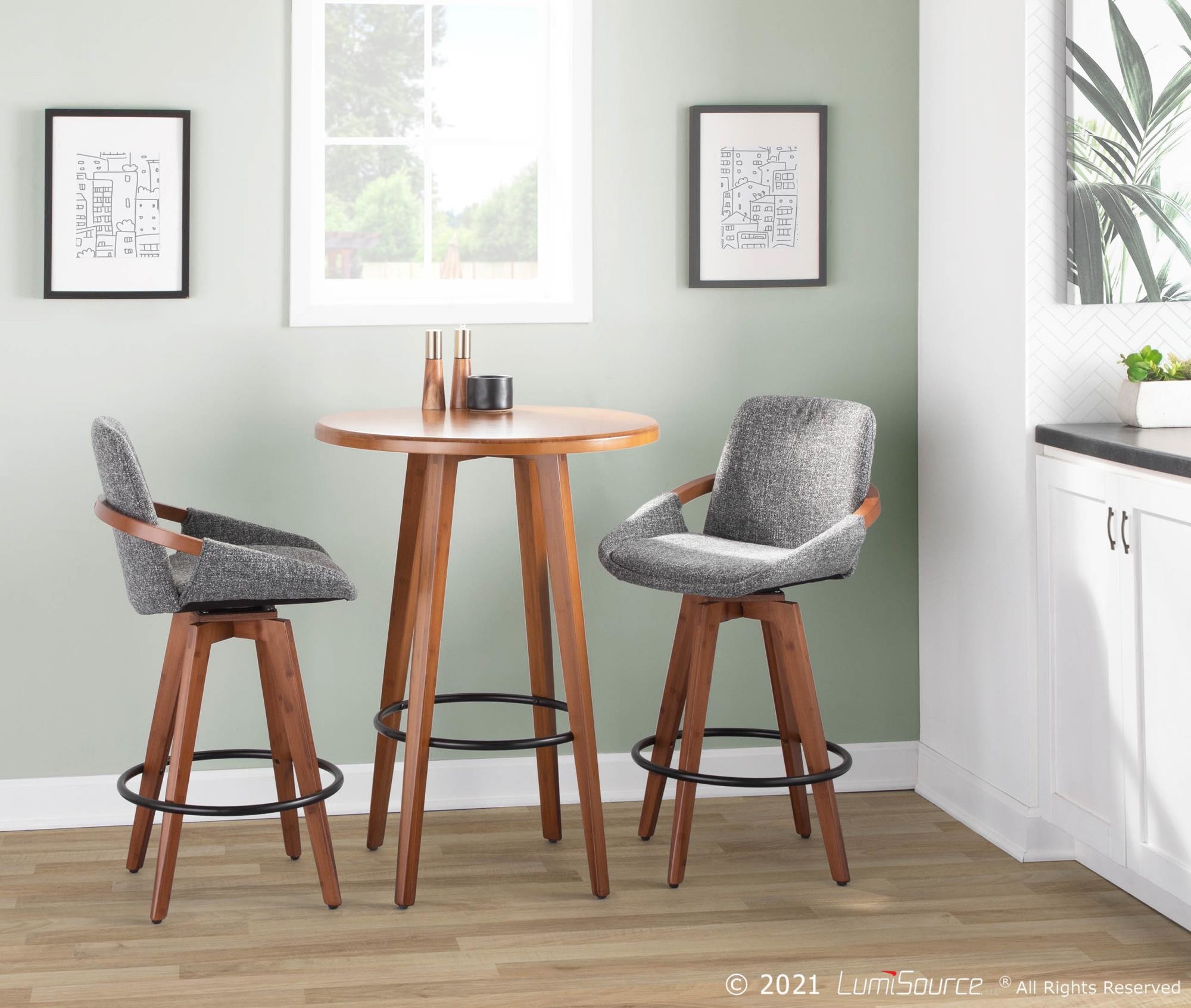 Cosmo-Mid-Century-Walnut-and-Grey-Noise-Fabric-Counter-Stool