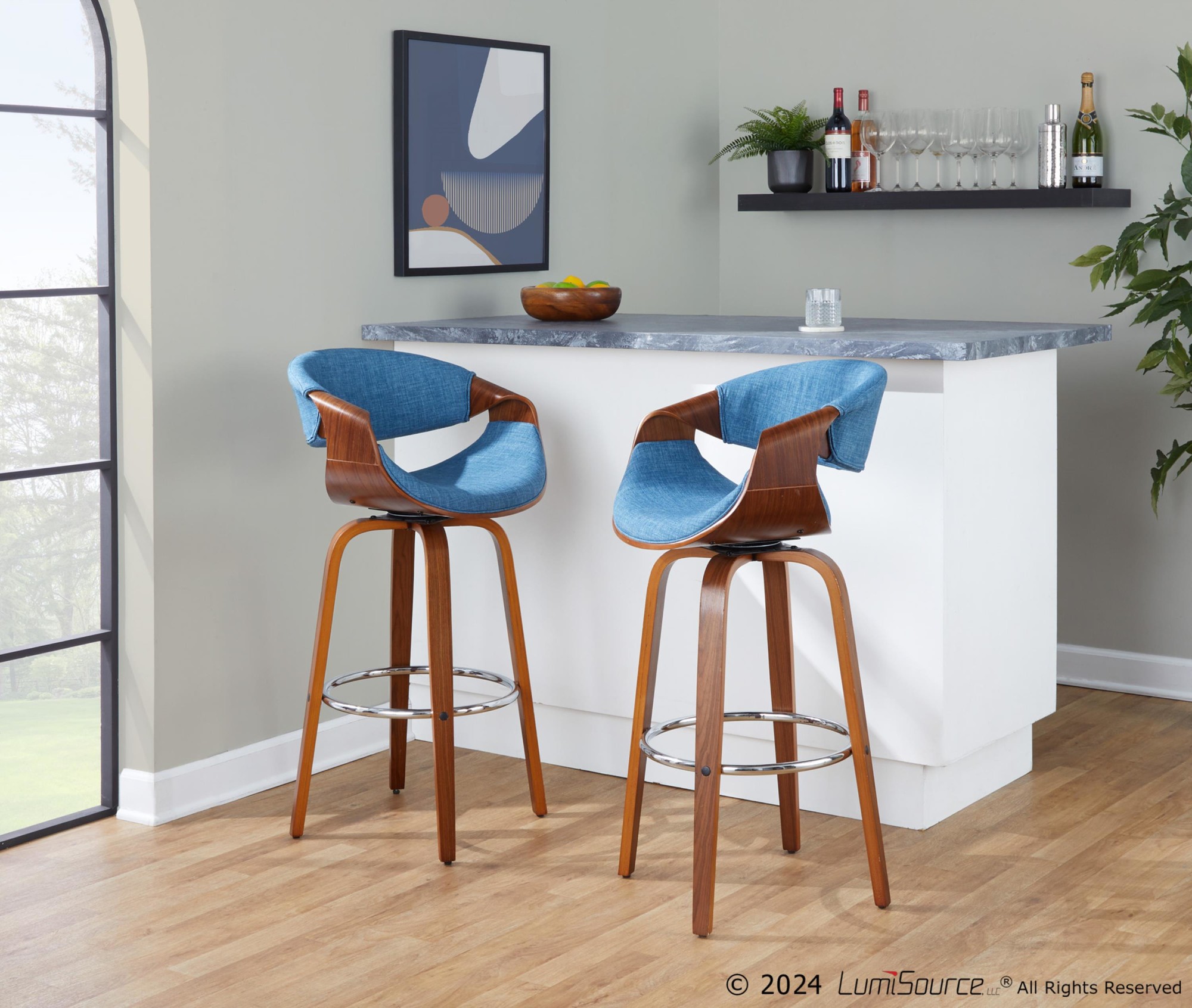 Curvini-Mid-Century-Modern-Walnut-and-Blue-Barstool-Set-of-2-2