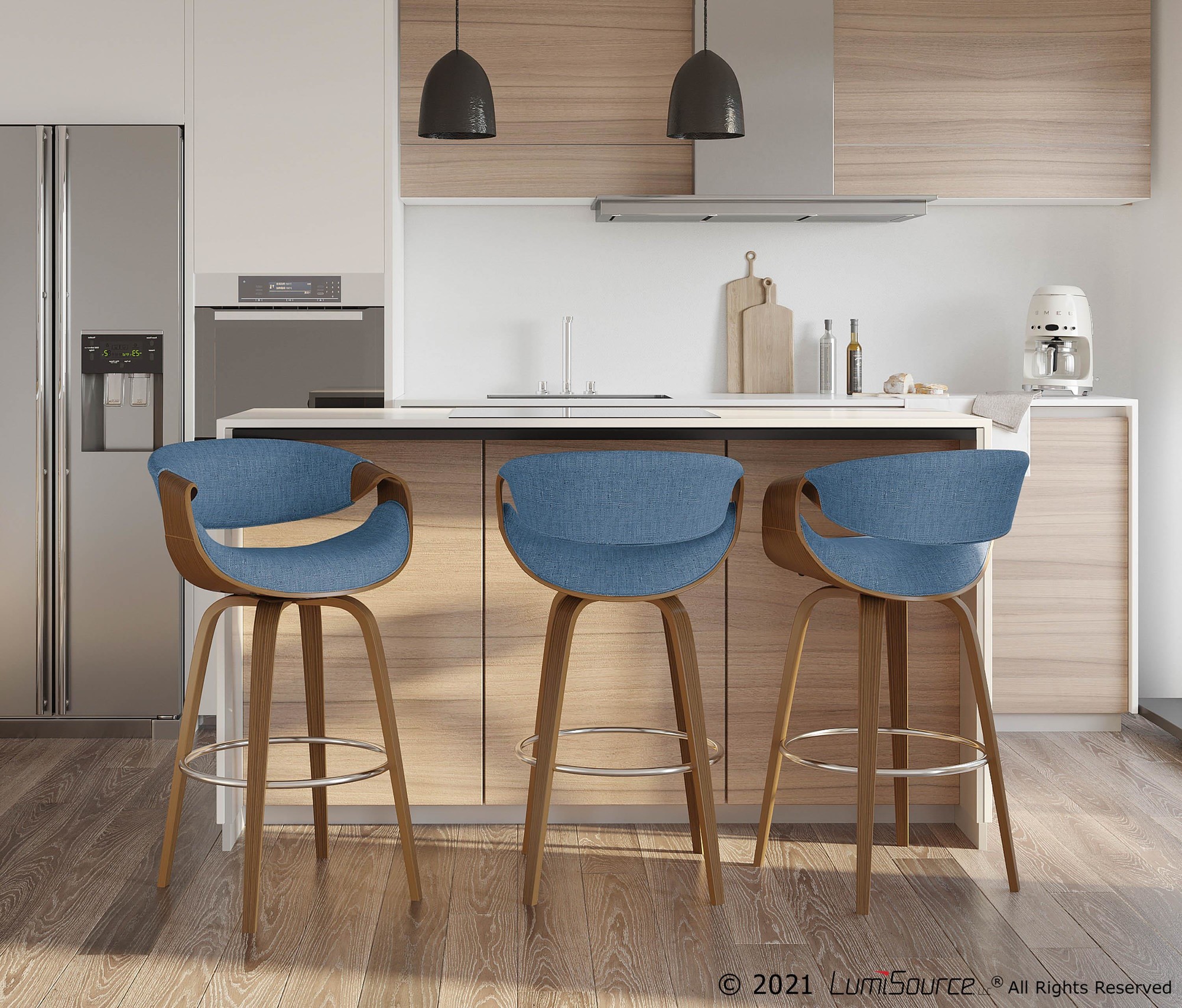 Curvini-Mid-Century-Modern-Walnut-and-Blue-Barstool-Set-of-2-3