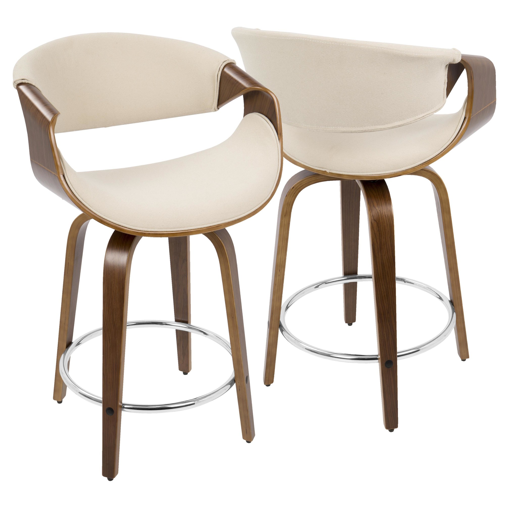 Curvini-Mid-Century-Modern-Walnut-and-Cream-Counter-Stools-Set-of-2-3
