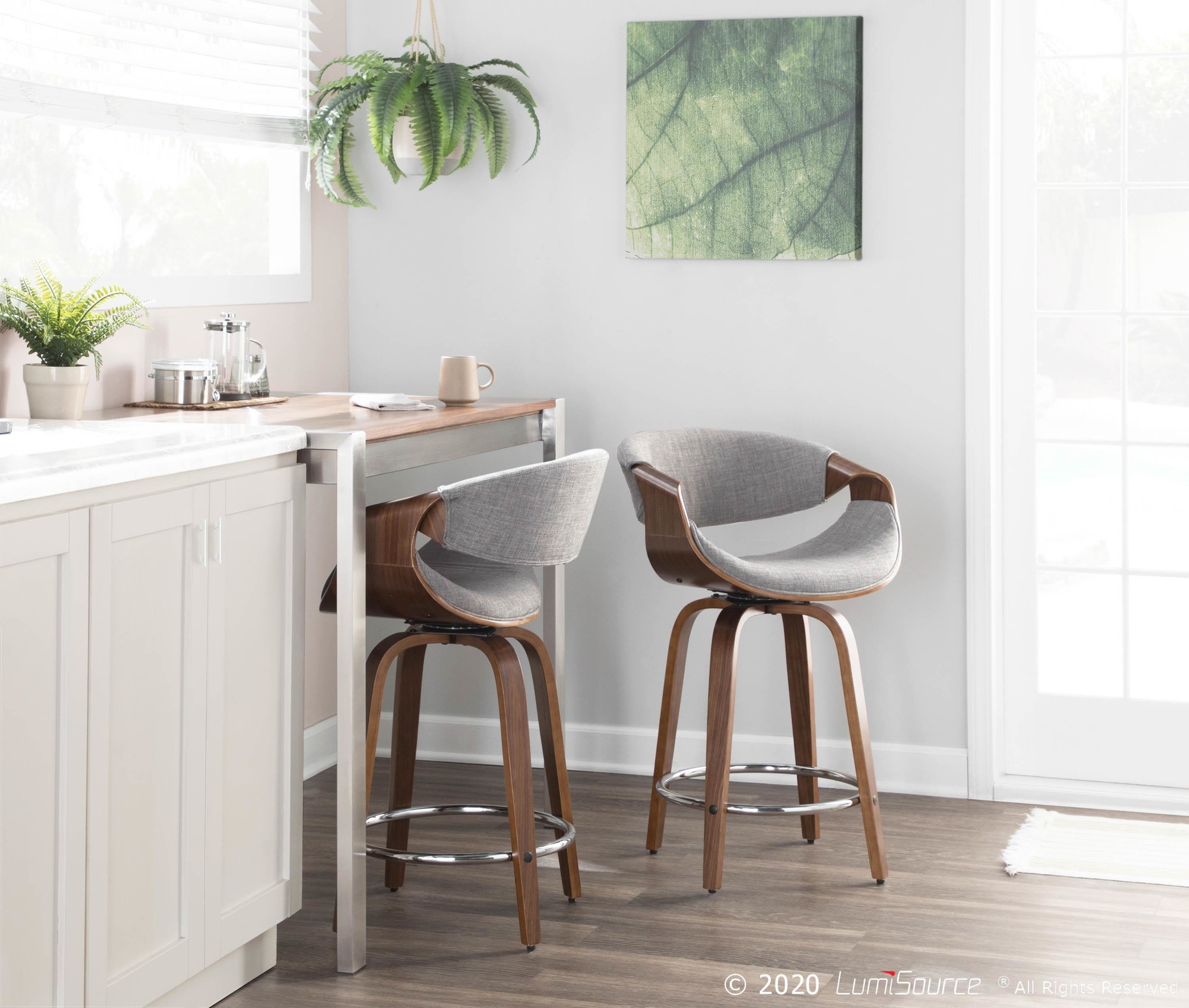 Curvini-Mid-Century-Modern-Walnut-and-Grey-Counter-Stools-Set-of-2