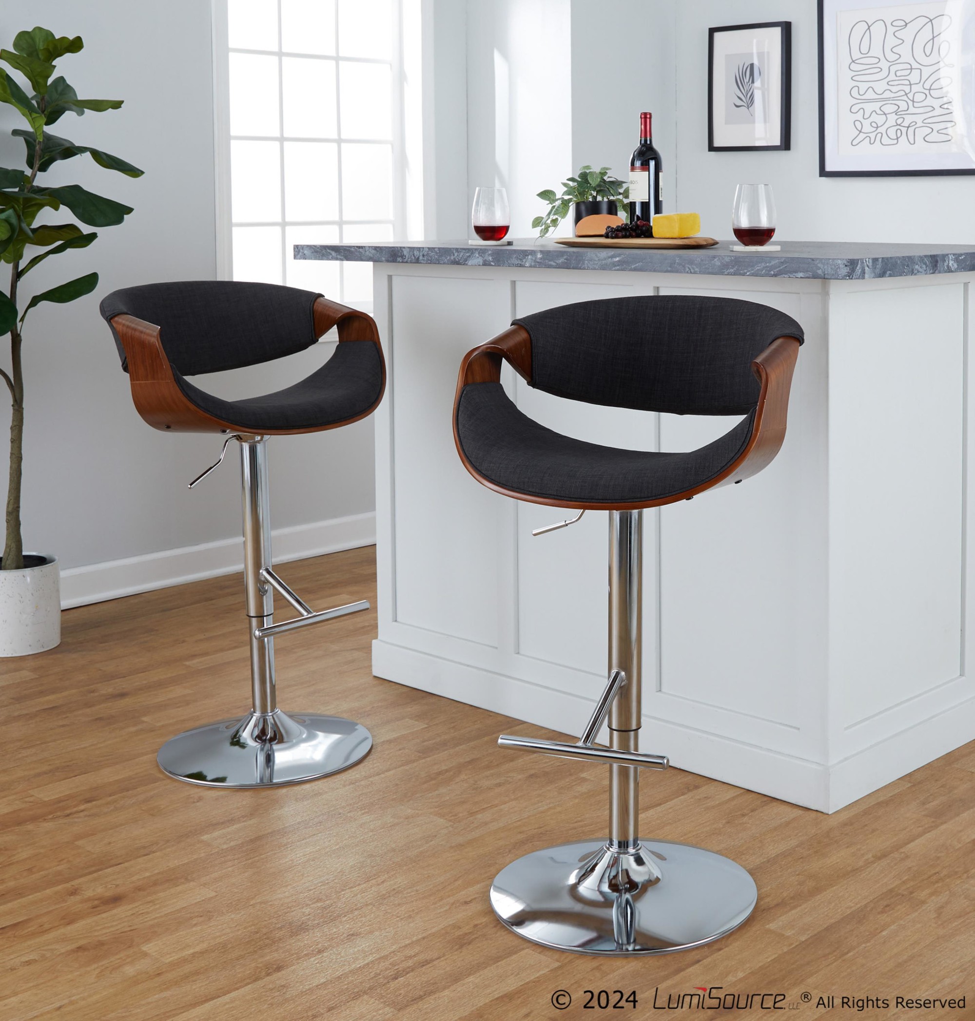 Curvo-Mid-Century-Modern-Charcoal-Swivel-Barstool-Set-of-2