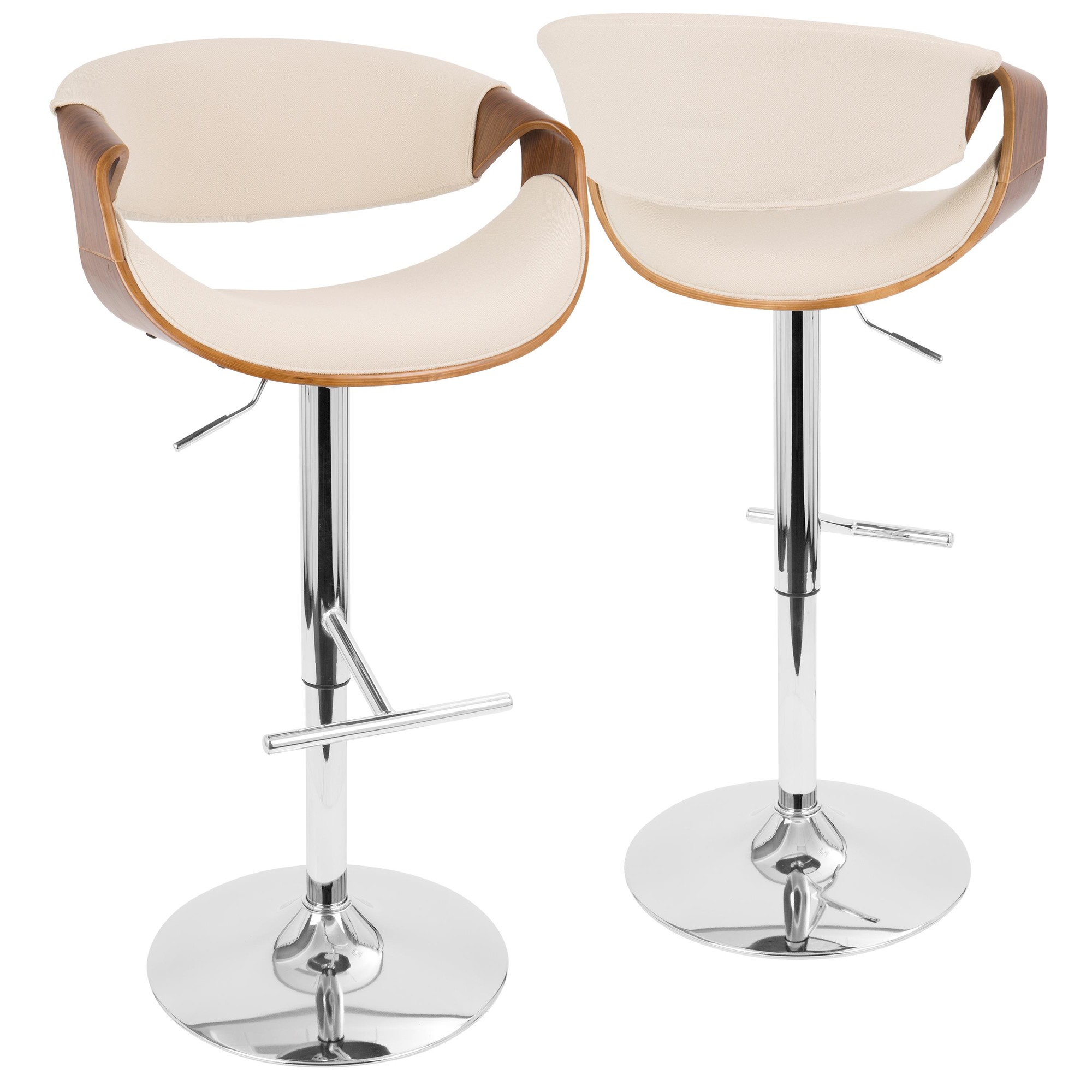 Curvo-Mid-Century-Modern-Swivel-Barstool-Chrome-Walnut-Cream-Set-of-2-2