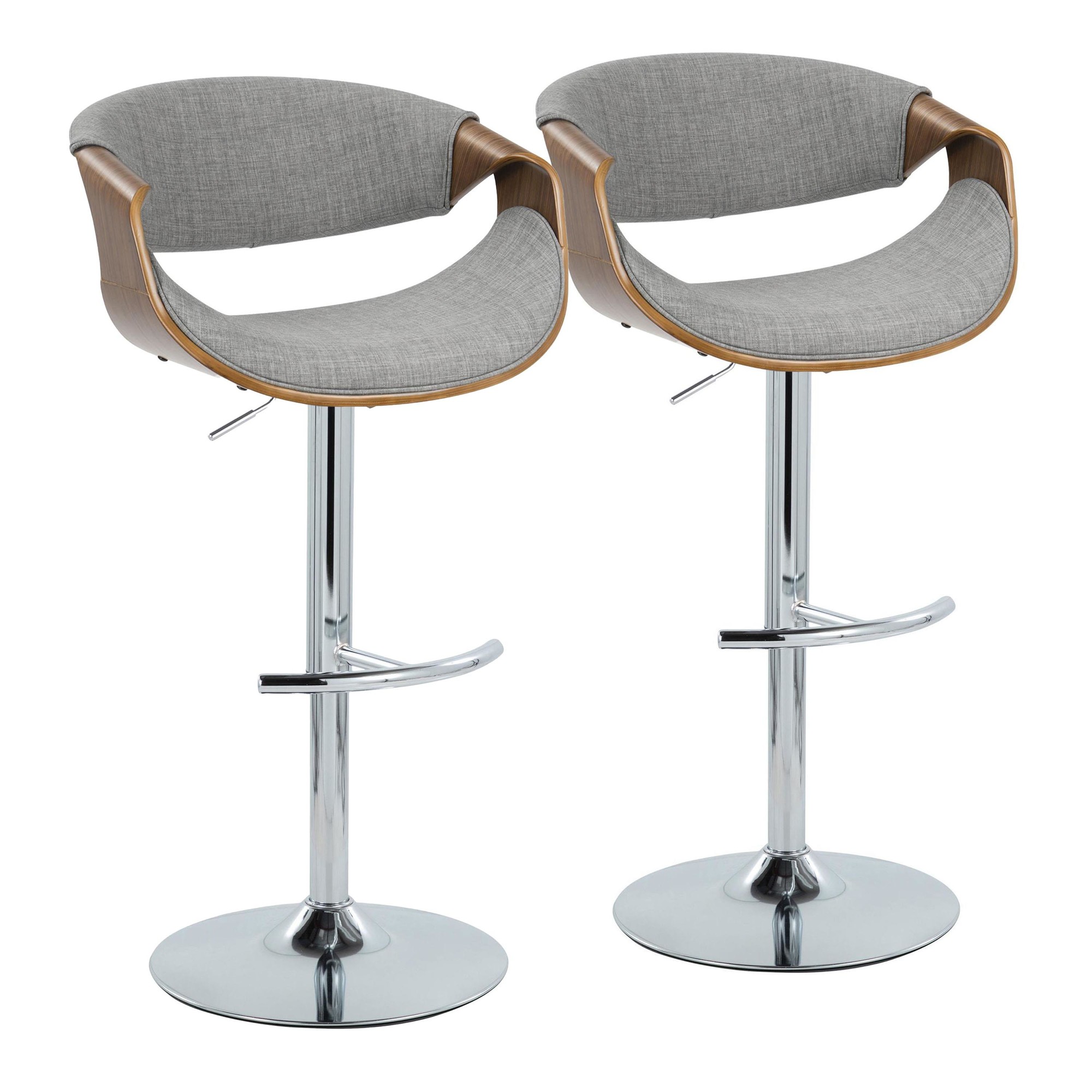 Curvo-Mid-Century-Modern-Swivel-Barstool-Chrome-Walnut-Light-Grey-Set-of-2-4