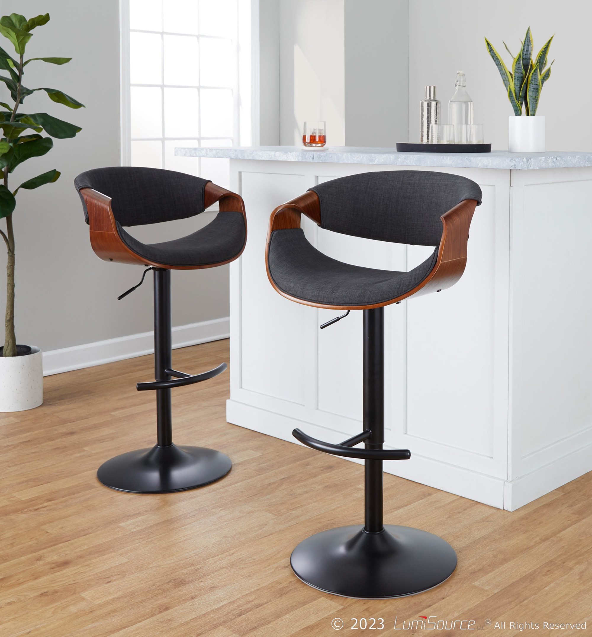 Curvo-Mid-Century-Modern-Swivel-Barstool-Walnut-Charcoal-Set-of-2