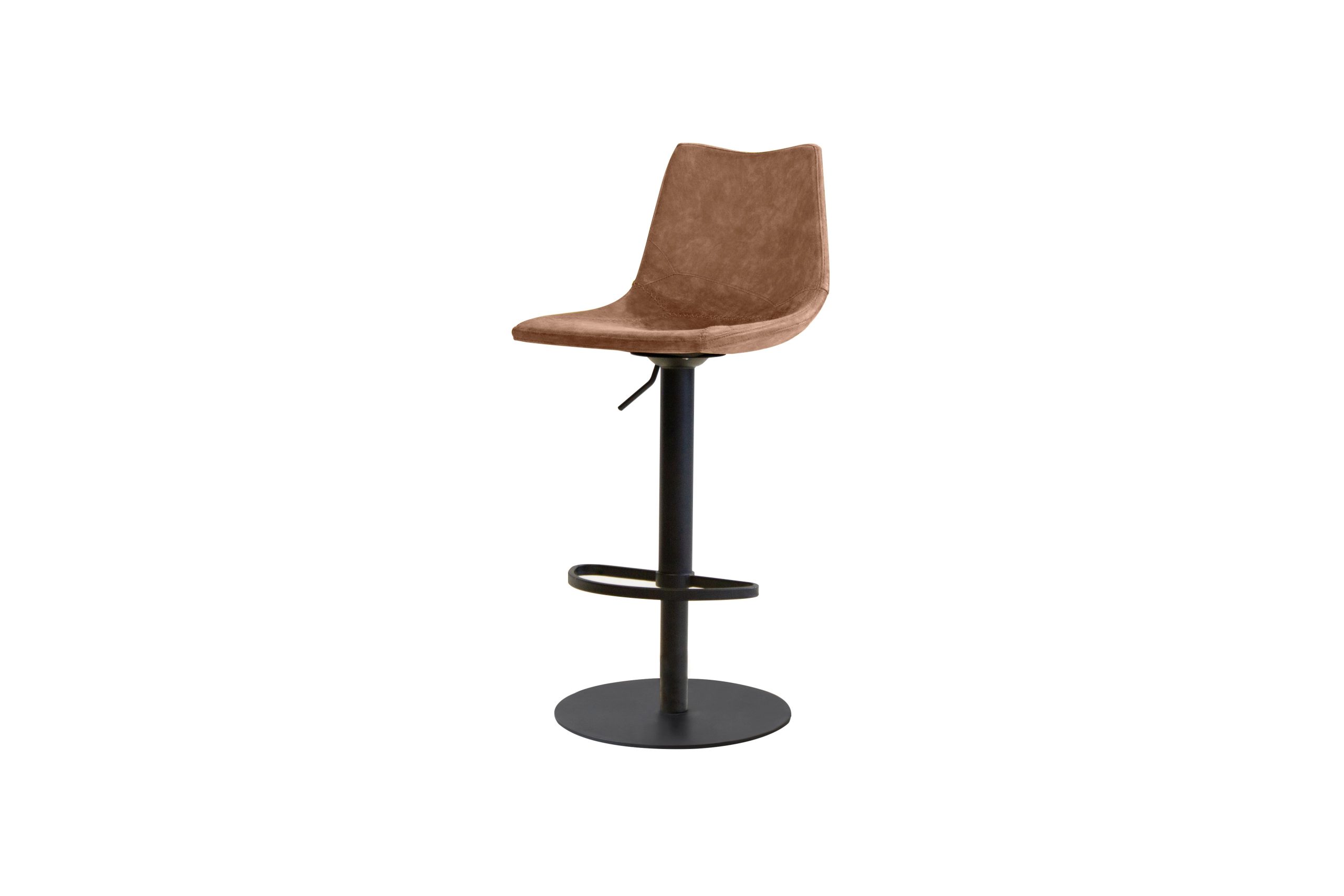 DERBY-Vintage-Tan-Leatherette-Hydraulic-Bar-Stool-Black-Base